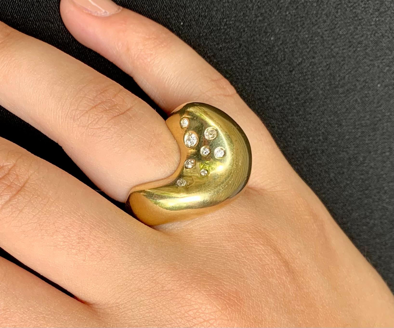 Modernistischer modernistischer Designer Ring, 18 Karat Gold Diamant Celestial Consellation Mond, Sterne im Angebot 2