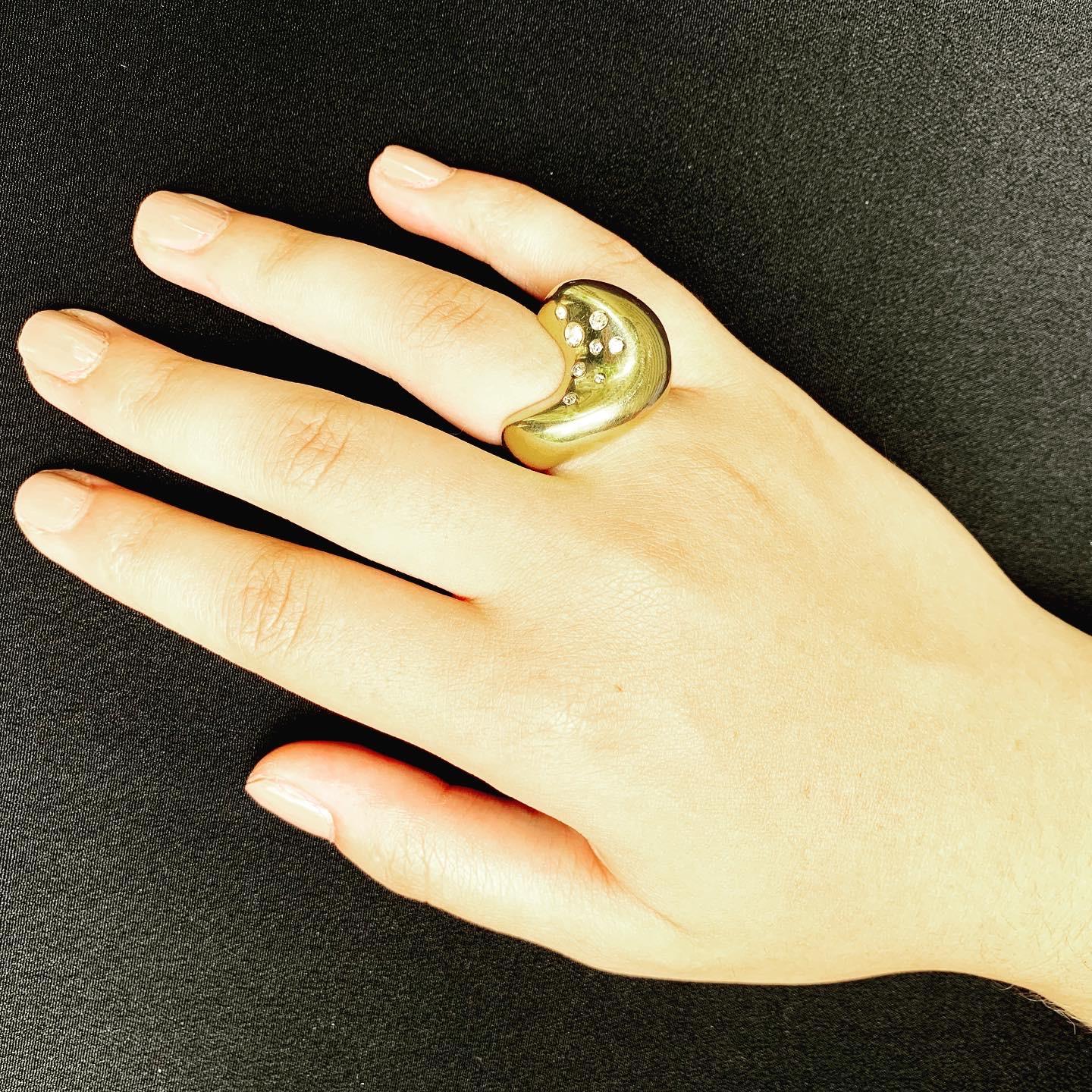 Modernist Celestial Consellation Designer 18K Yellow Gold Diamond Statement Ring For Sale 2