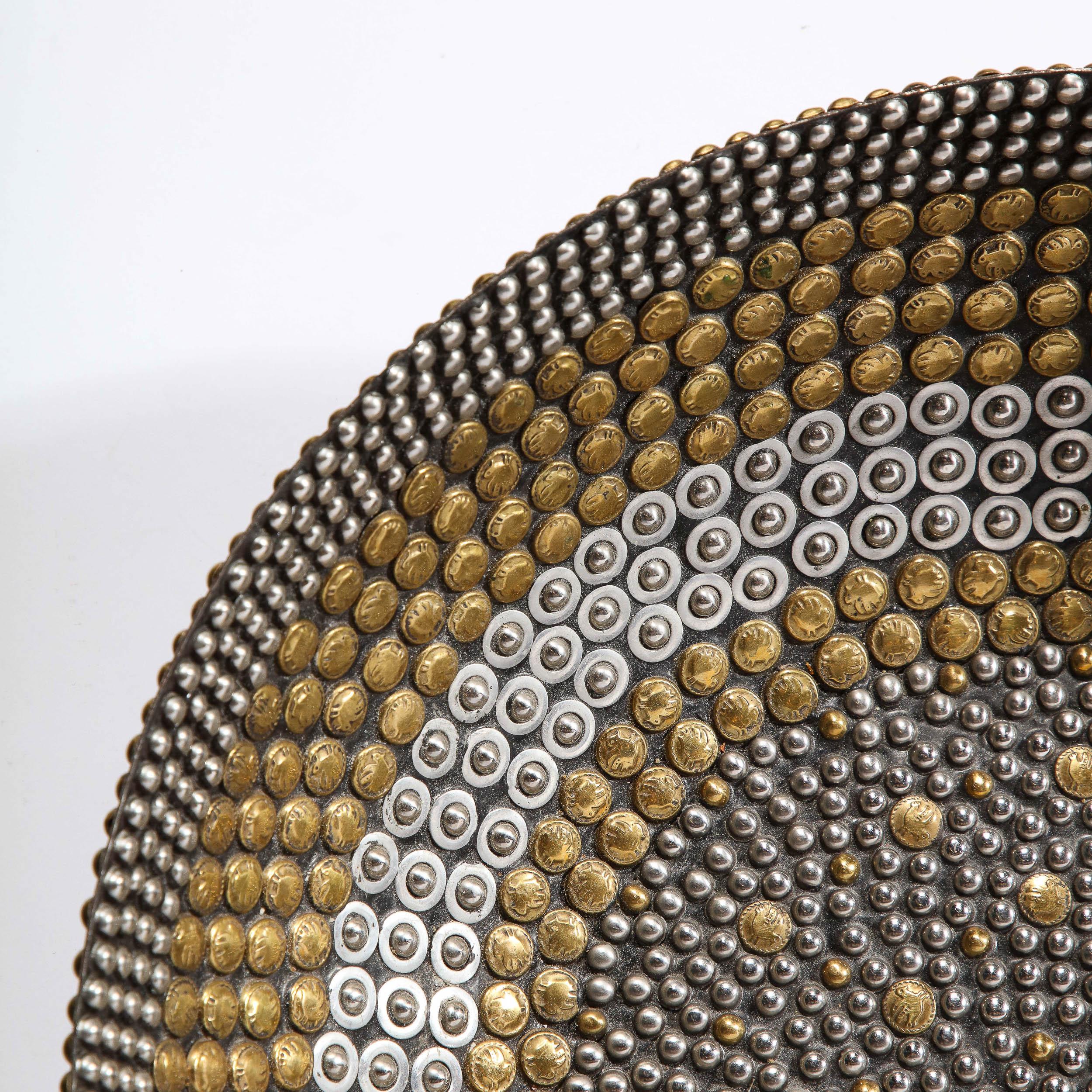 Modernist Centerpiece Bowl in Brass and Nickel Studded Banding by Kim Seybert 6