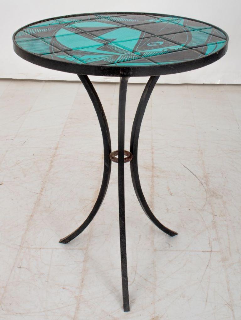 Modernist Ceramic Art Tile Top Side Table 4