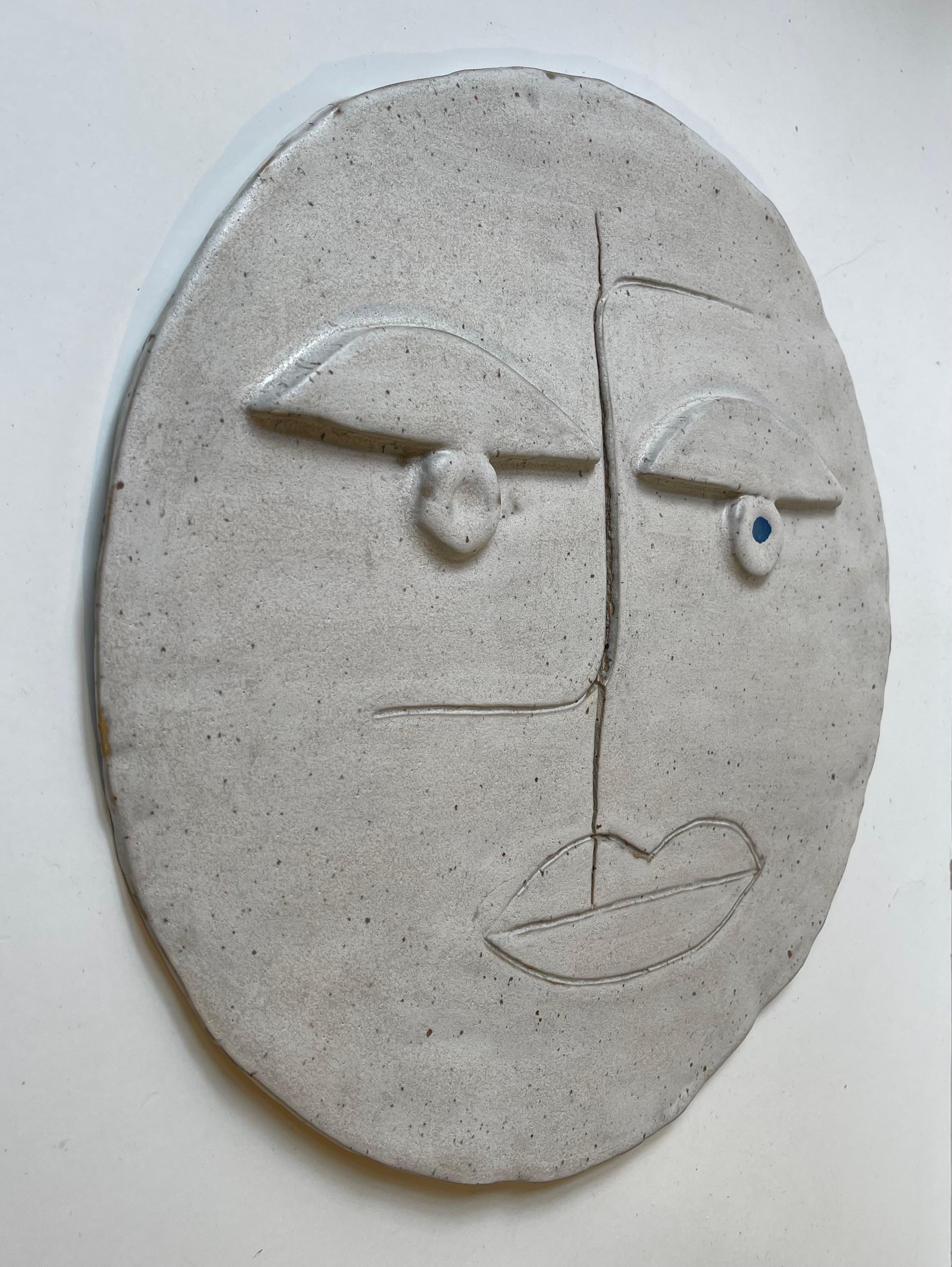 Modernist Ceramic Face -Visage Wall Relief in the Style of Pablo Picasso en venta 3