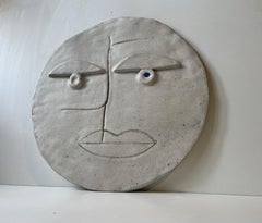 Modernist Ceramic Face -Visage Wall Relief in the Style of Pablo Picasso