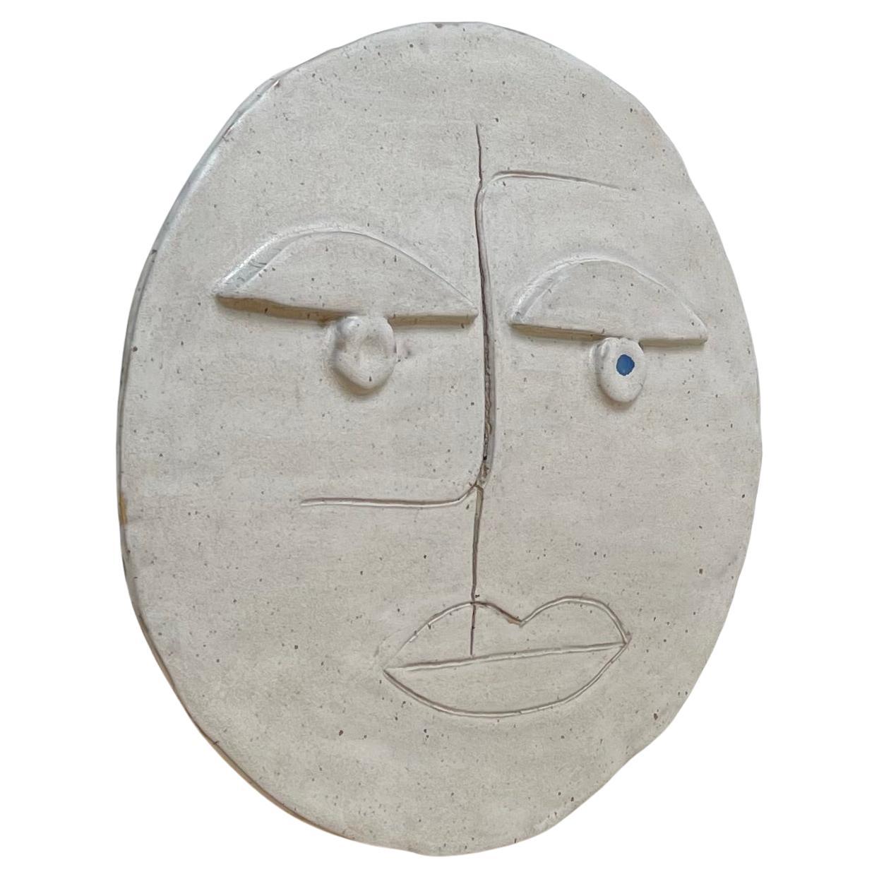 Modernist Ceramic Face -Visage Wall Relief in the Style of Pablo Picasso