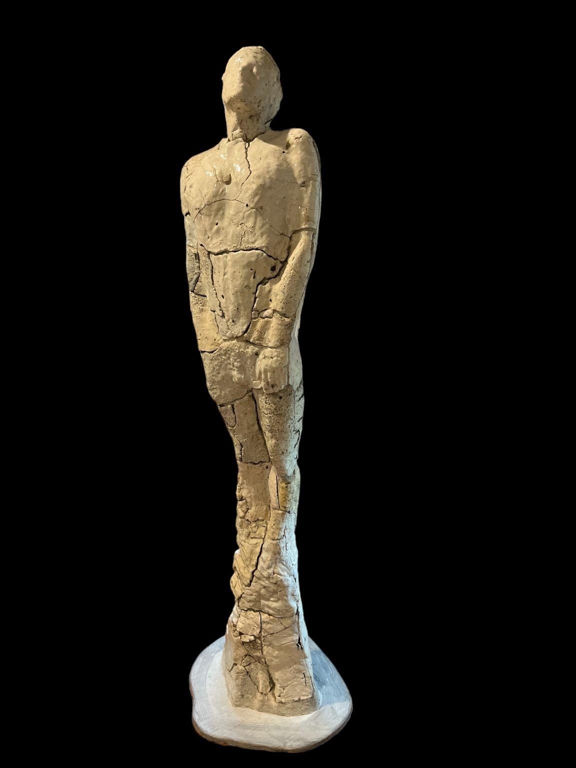Stellar modernist Mid Century ceramic life-size sculpture of a man entitled “The Restoration of Hope” By Artist (B.1948)Dan Snyder . Commissioned in 1982 for the Lannan Foundation. A similar piece “The Restoration Of Hope 2” was commissioned for
