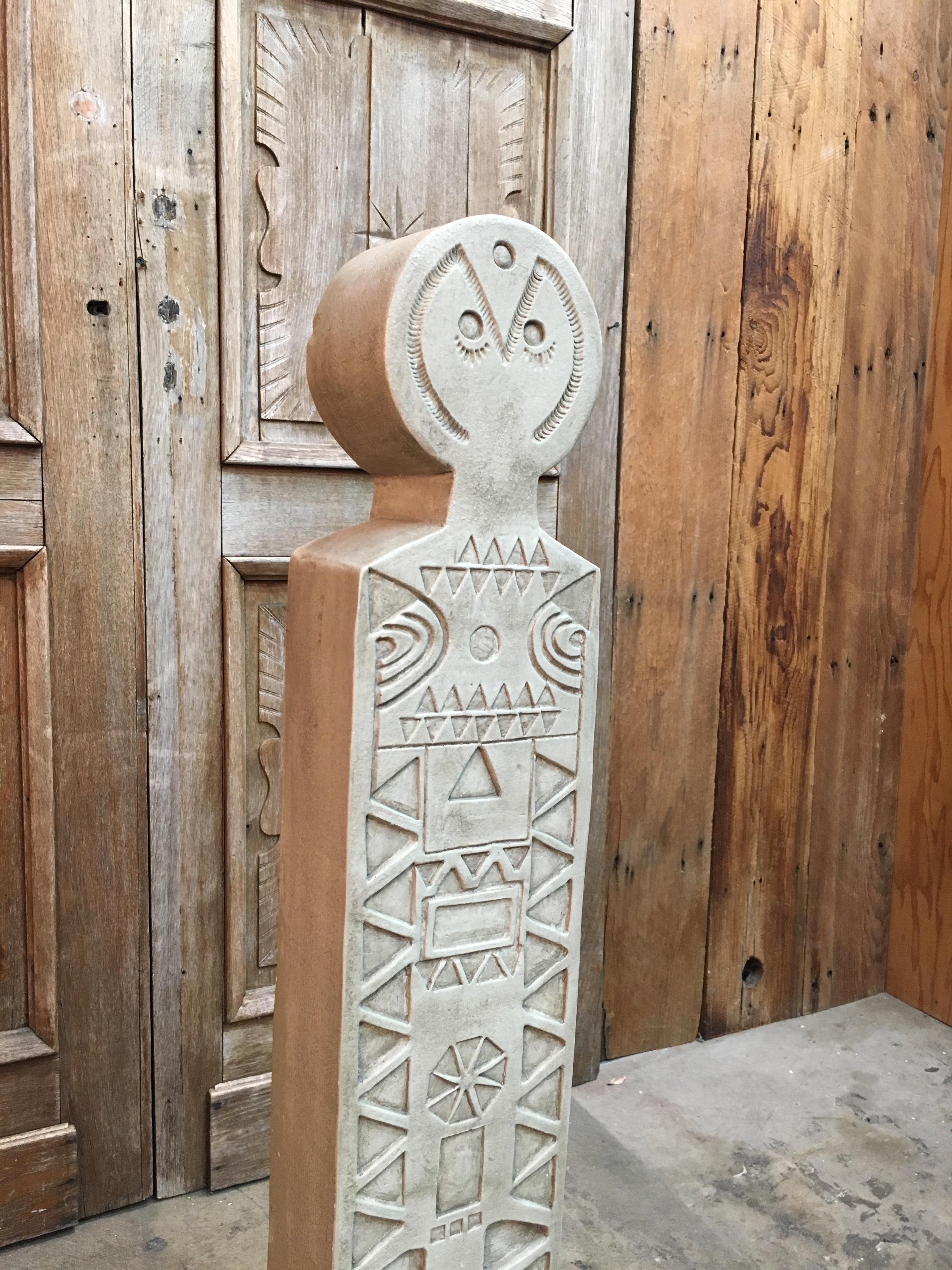 North American Modernist Ceramic Owl Totem