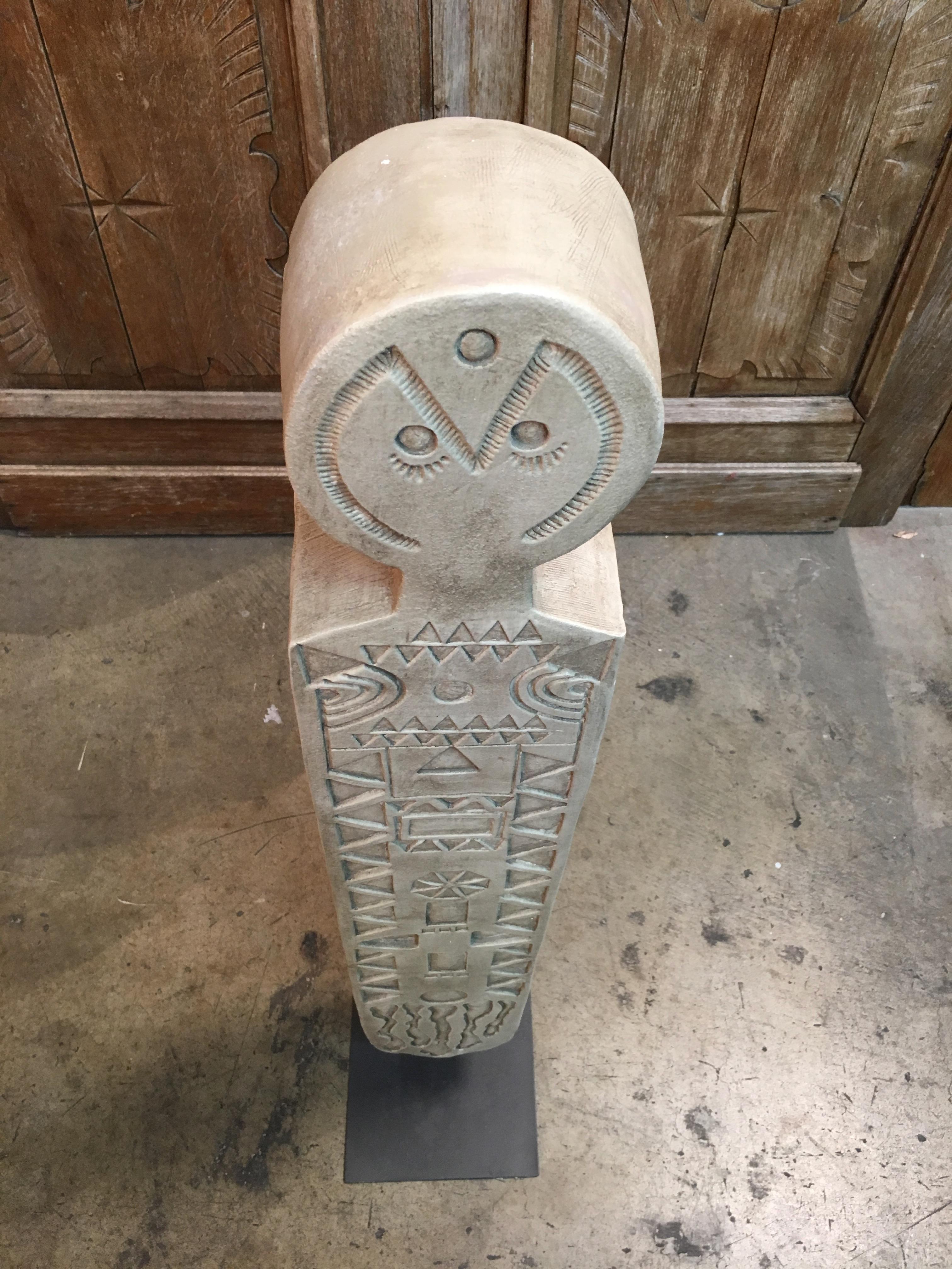 Modernist Ceramic Owl Totem In Good Condition In Denton, TX