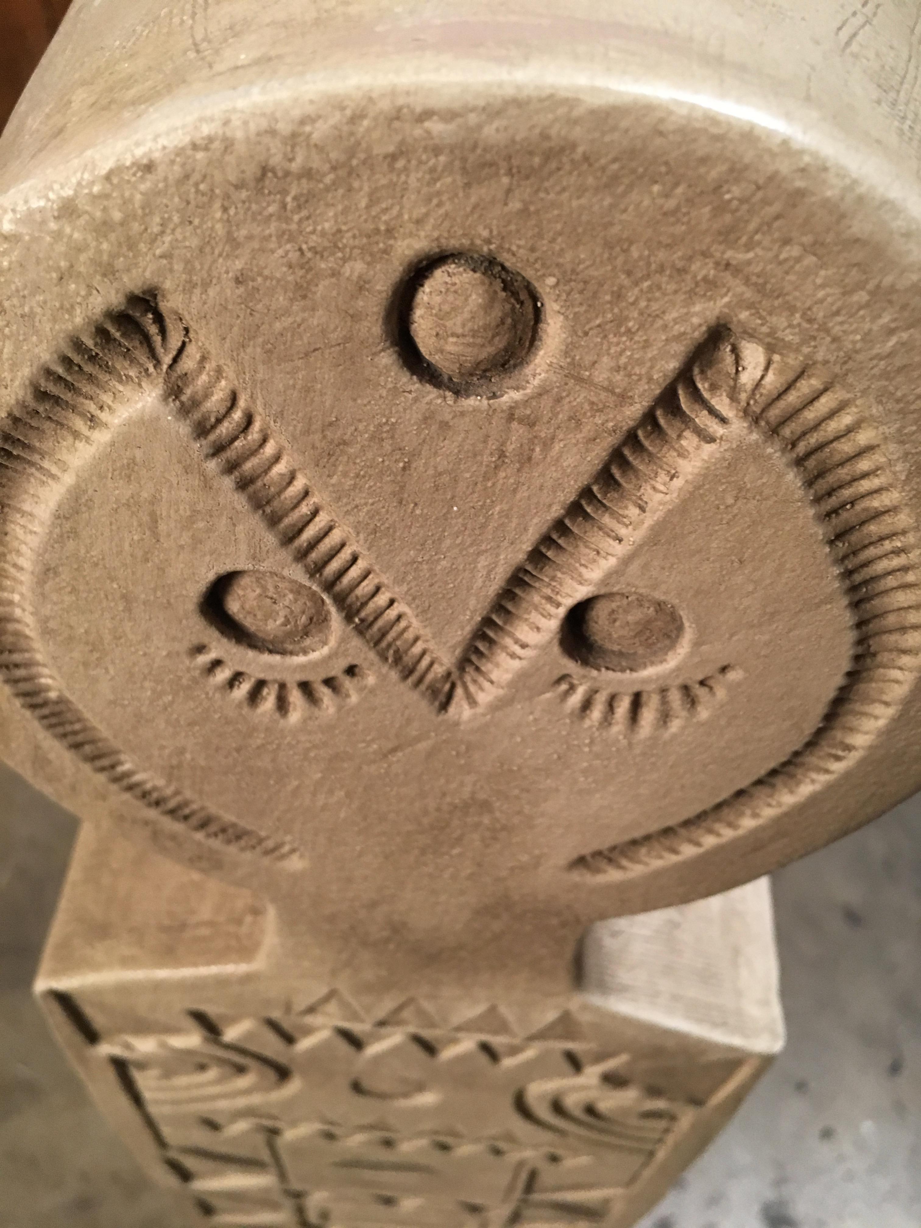 20th Century Modernist Ceramic Owl Totem