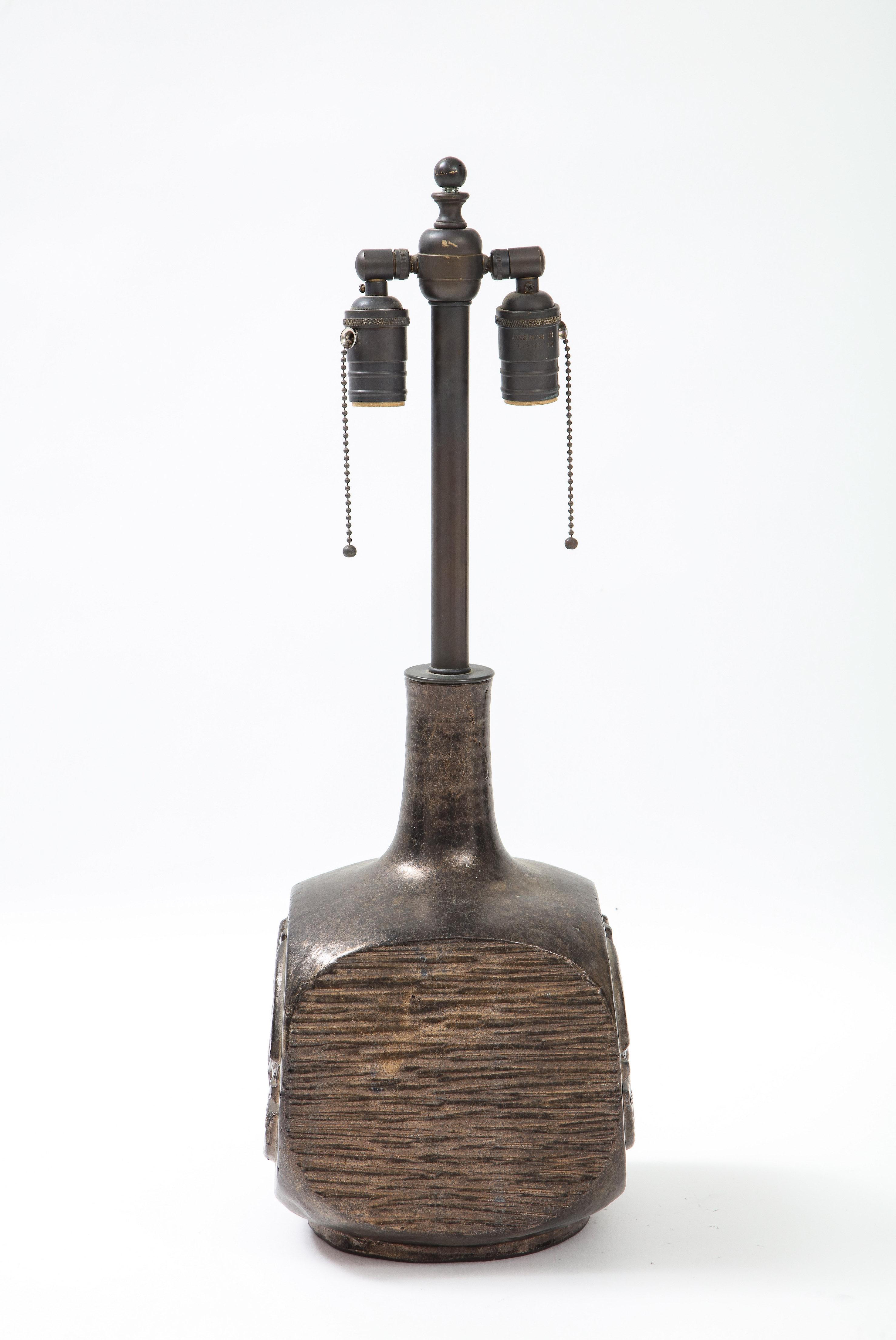 Modernist ceramic table lamp by Gerhard Liebenthron.