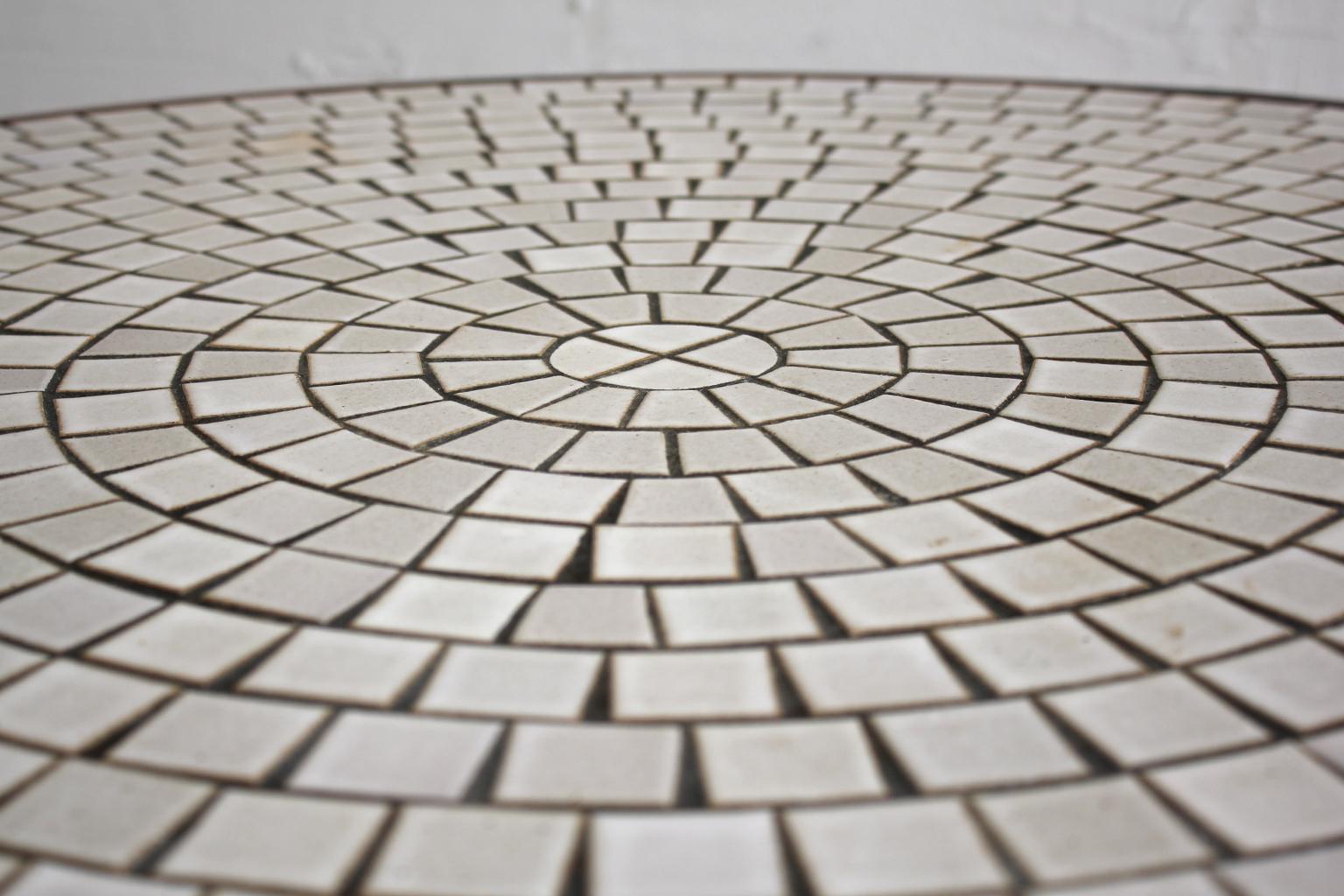 Modernist Ceramic Tile-Top Gordon & Jane Martz Walnut Round Coffee Table 3