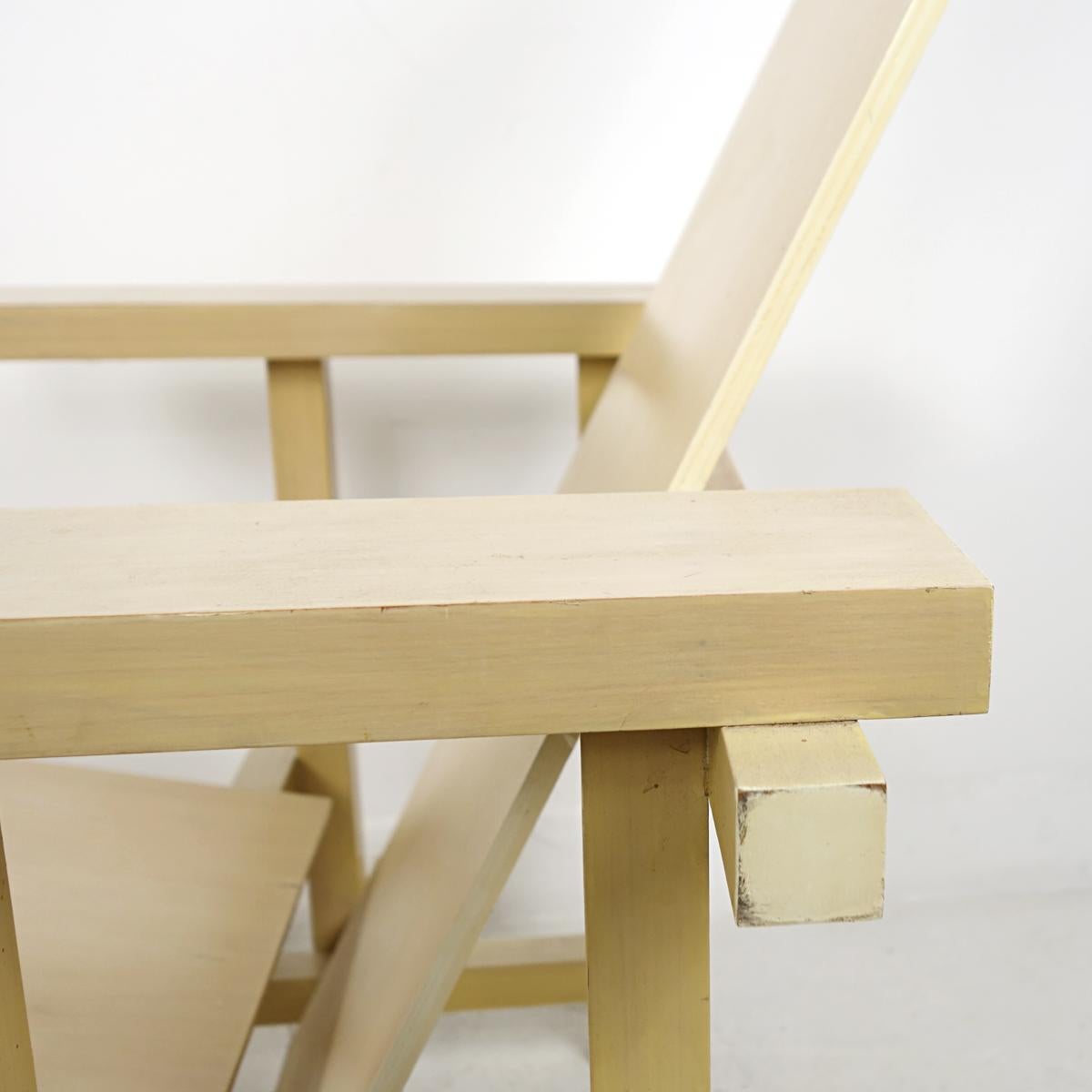 Modernist Chair Made of Uncolored Lacquered Wood after Gerrit Rietveld's Design 7