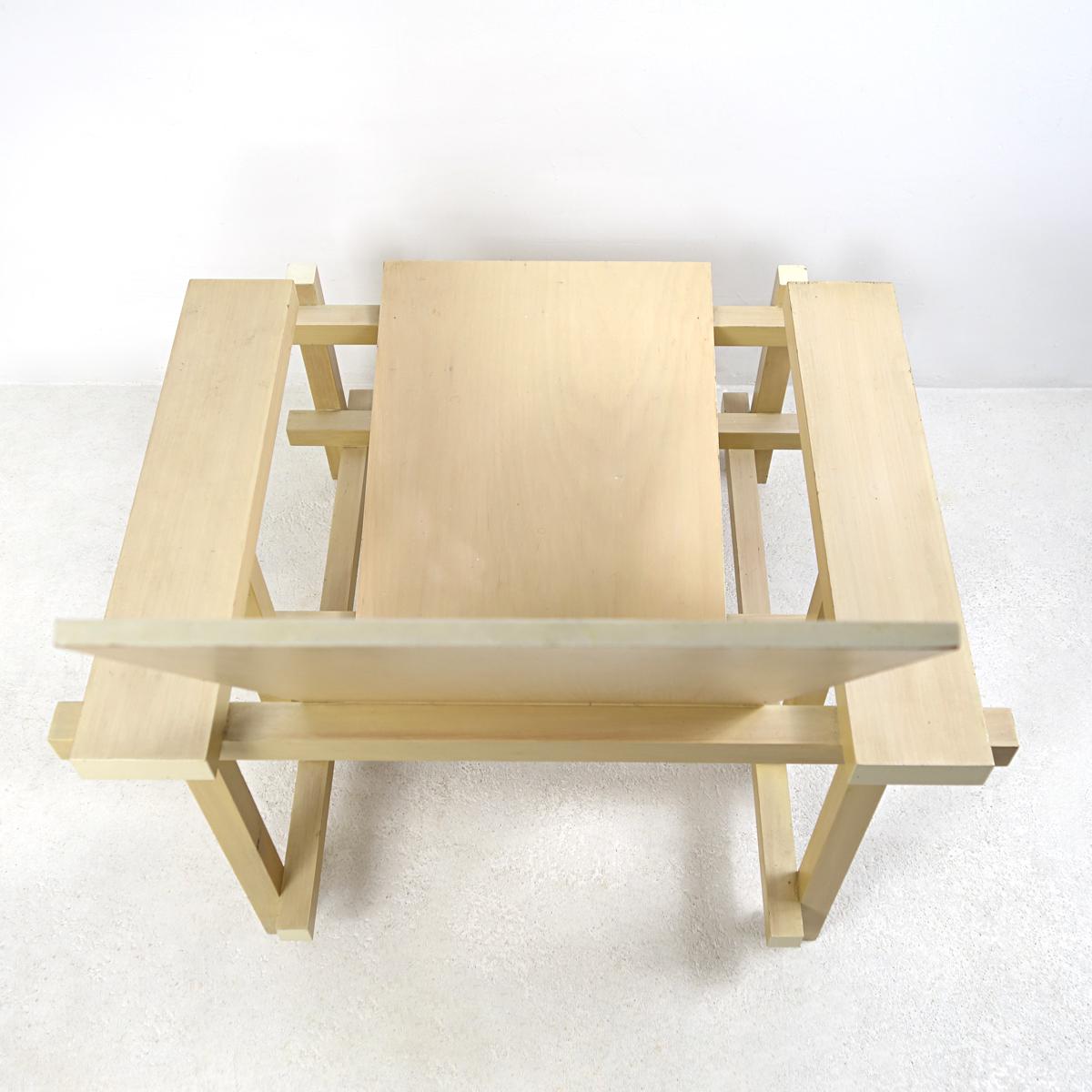Modernist Chair Made of Uncolored Lacquered Wood after Gerrit Rietveld's Design 8