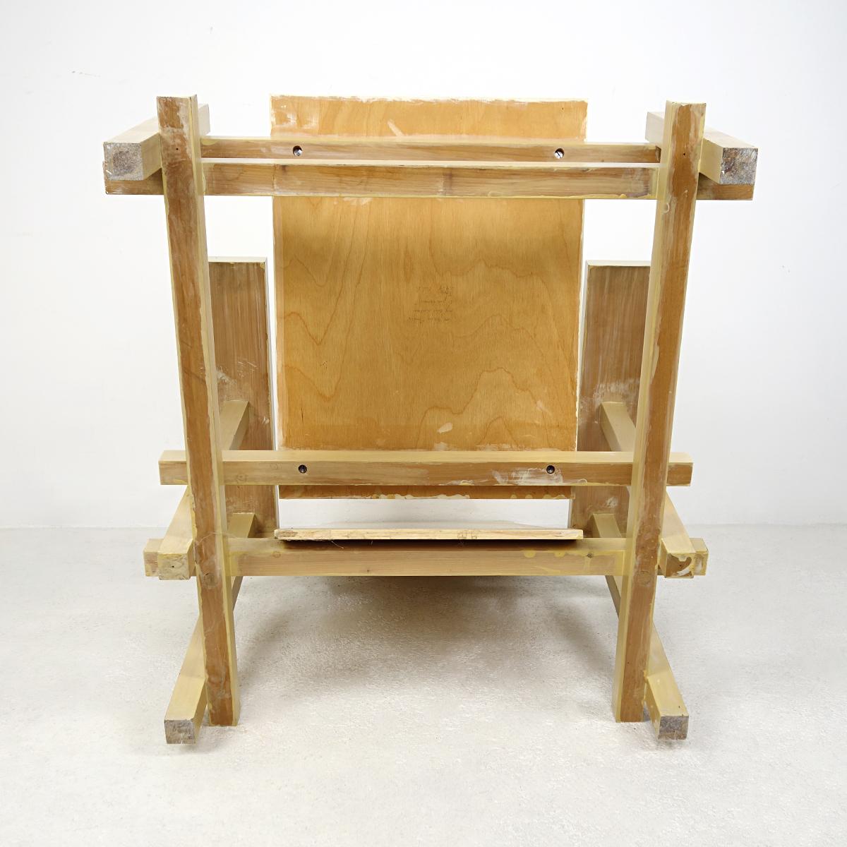 Modernist Chair Made of Uncolored Lacquered Wood after Gerrit Rietveld's Design 4