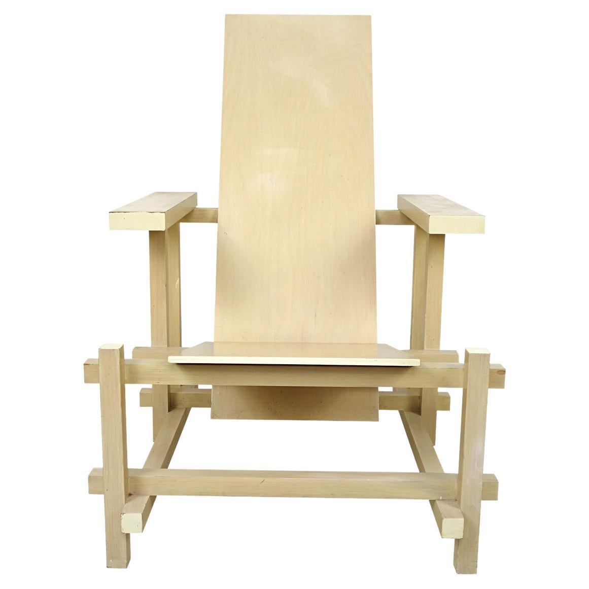 Modernist Chair Made of Uncolored Lacquered Wood after Gerrit Rietveld's Design