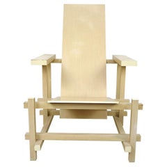 Modernist Chair Made of Uncolored Lacquered Wood after Gerrit Rietveld's Design