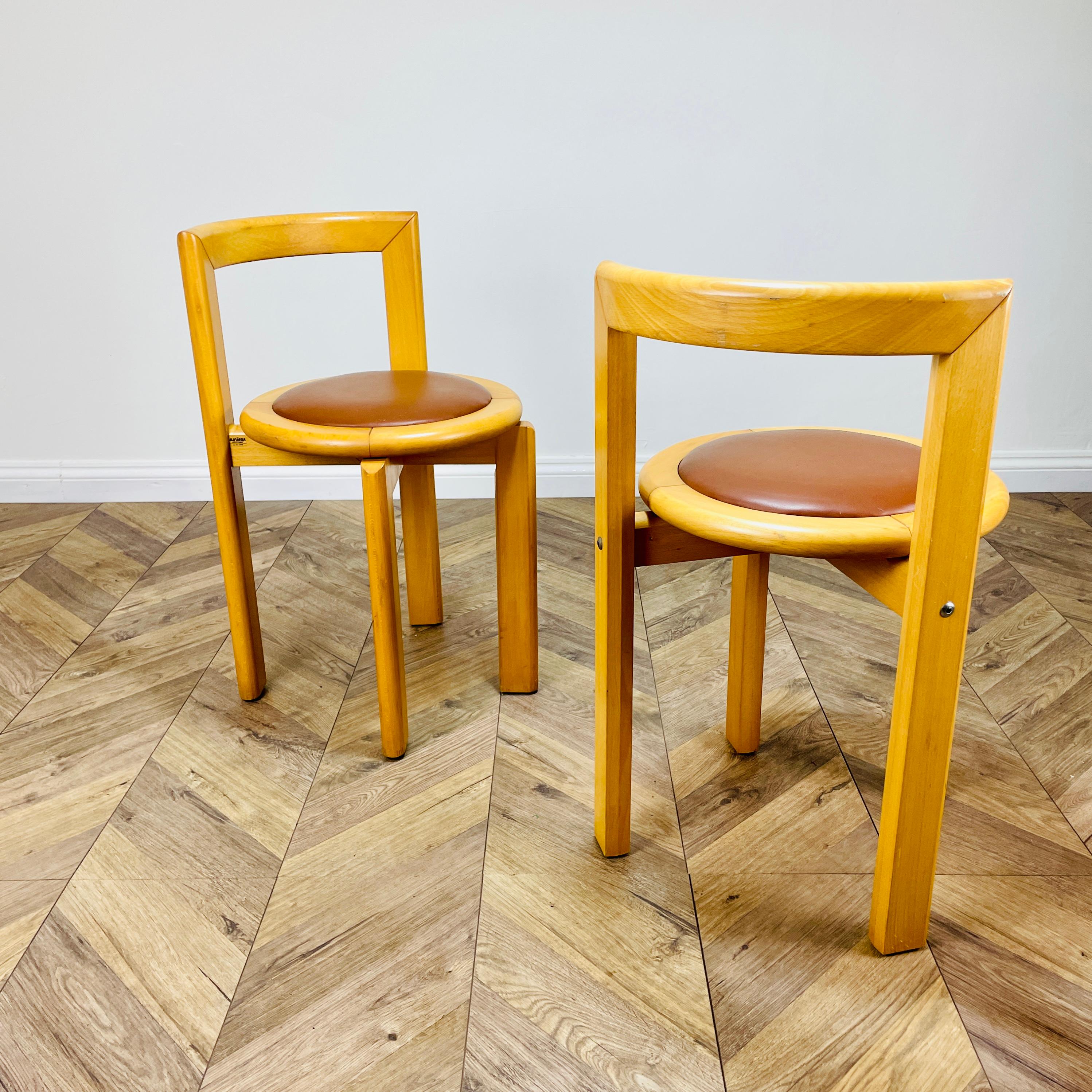 Swedish Modernist Chairs inspired by Bruno Rey, Made by Glimåkra of Sweden, Set of 2