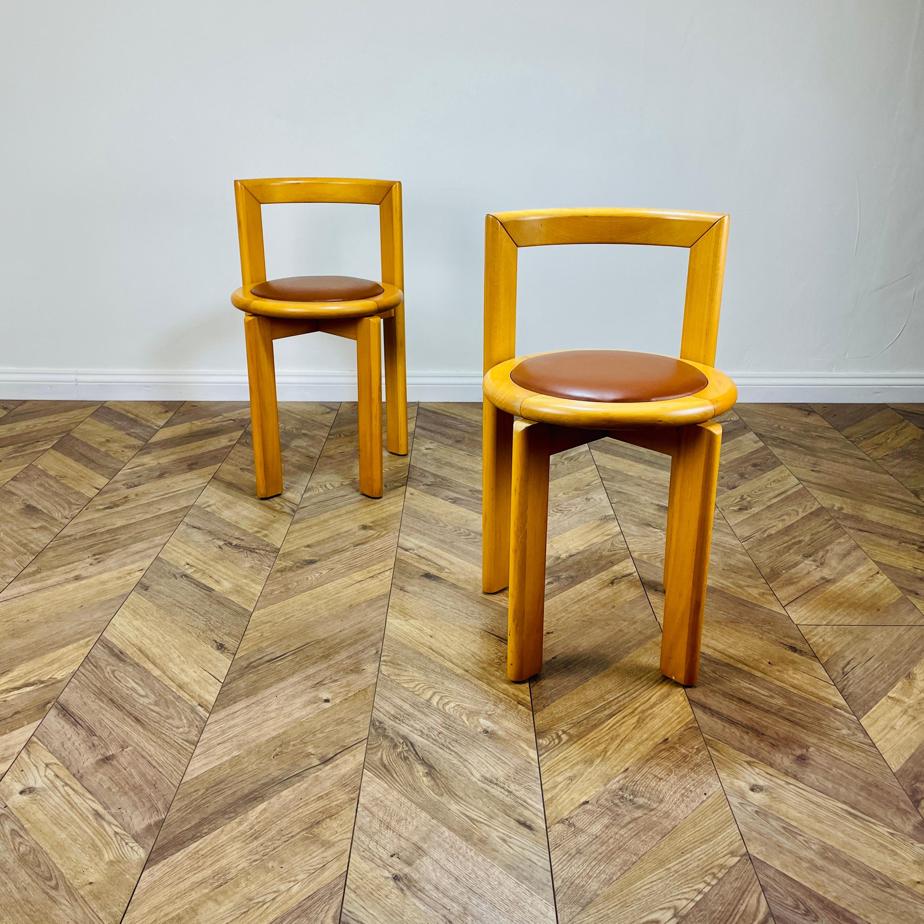 Beech Modernist Chairs inspired by Bruno Rey, Made by Glimåkra of Sweden, Set of 2