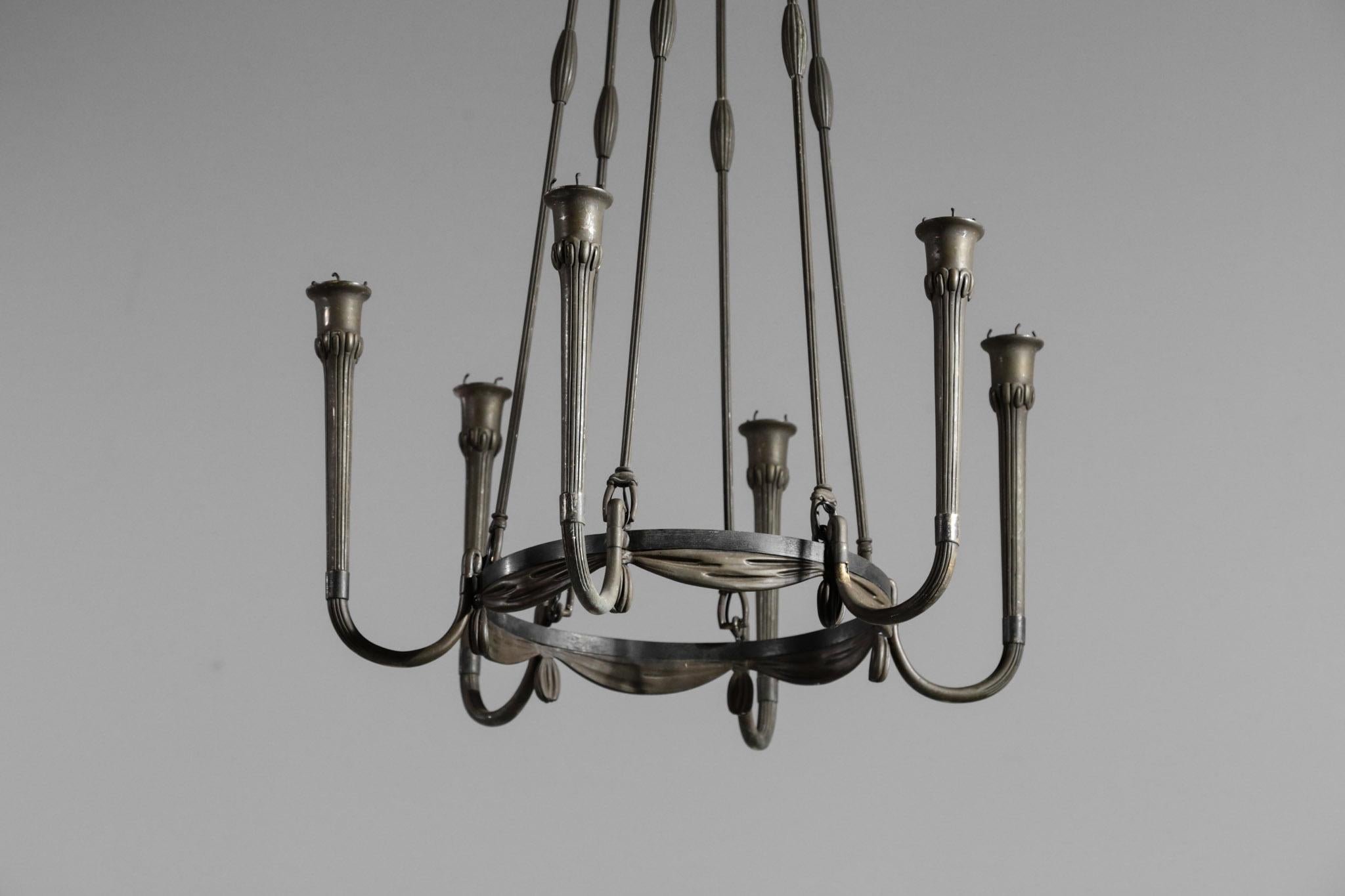 Modernist Chandelier Art Deco Bronze, 1930s 2