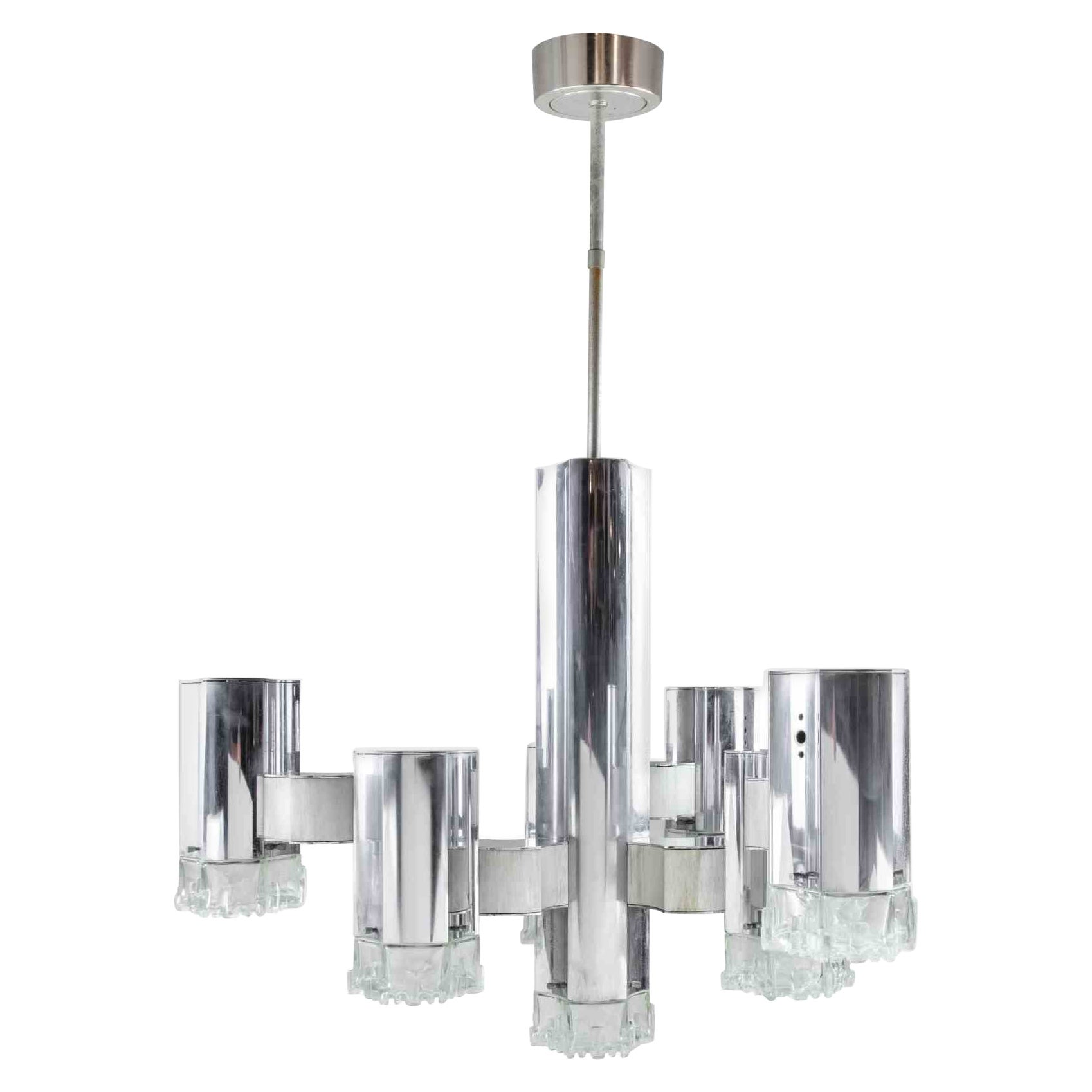 Lampadario "modernista" attribuito a Gaetano Sciolari, anni '70