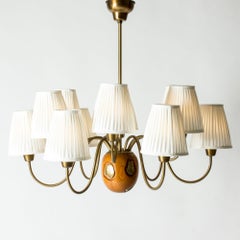 Modernist Chandelier by Hans Bergström, Ateljé Lyktan, Sweden, 1940s