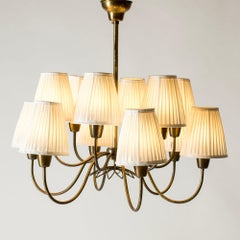 Modernist Chandelier by Hans Bergström, Ateljé Lyktan, Sweden, 1940s