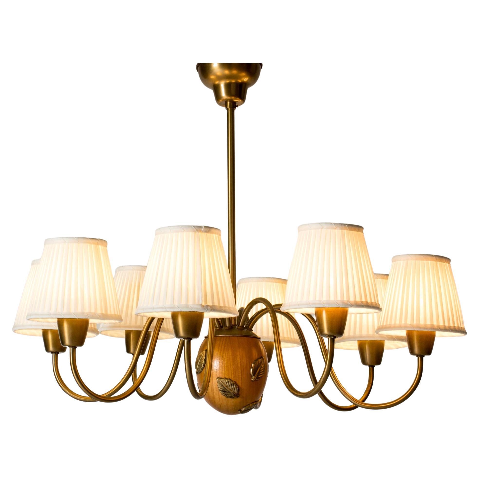 Modernist Chandelier by Hans Bergström, Ateljé Lyktan, Sweden, 1940s
