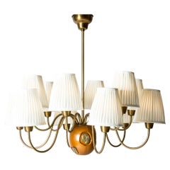 Modernist Chandelier by Hans Bergström, Ateljé Lyktan, Sweden, 1940s