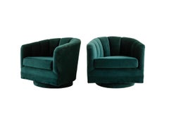 Modernist Channel-back Club Chairs by Milo Baughman for Thayer Coggin