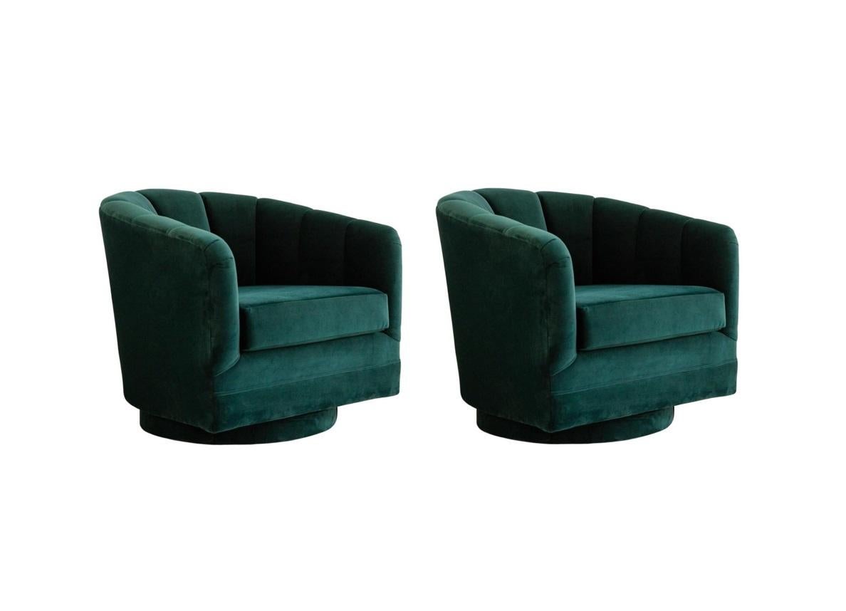 American Modernist Channel-back Club Chairs by Milo Baughman for Thayer Coggin For Sale