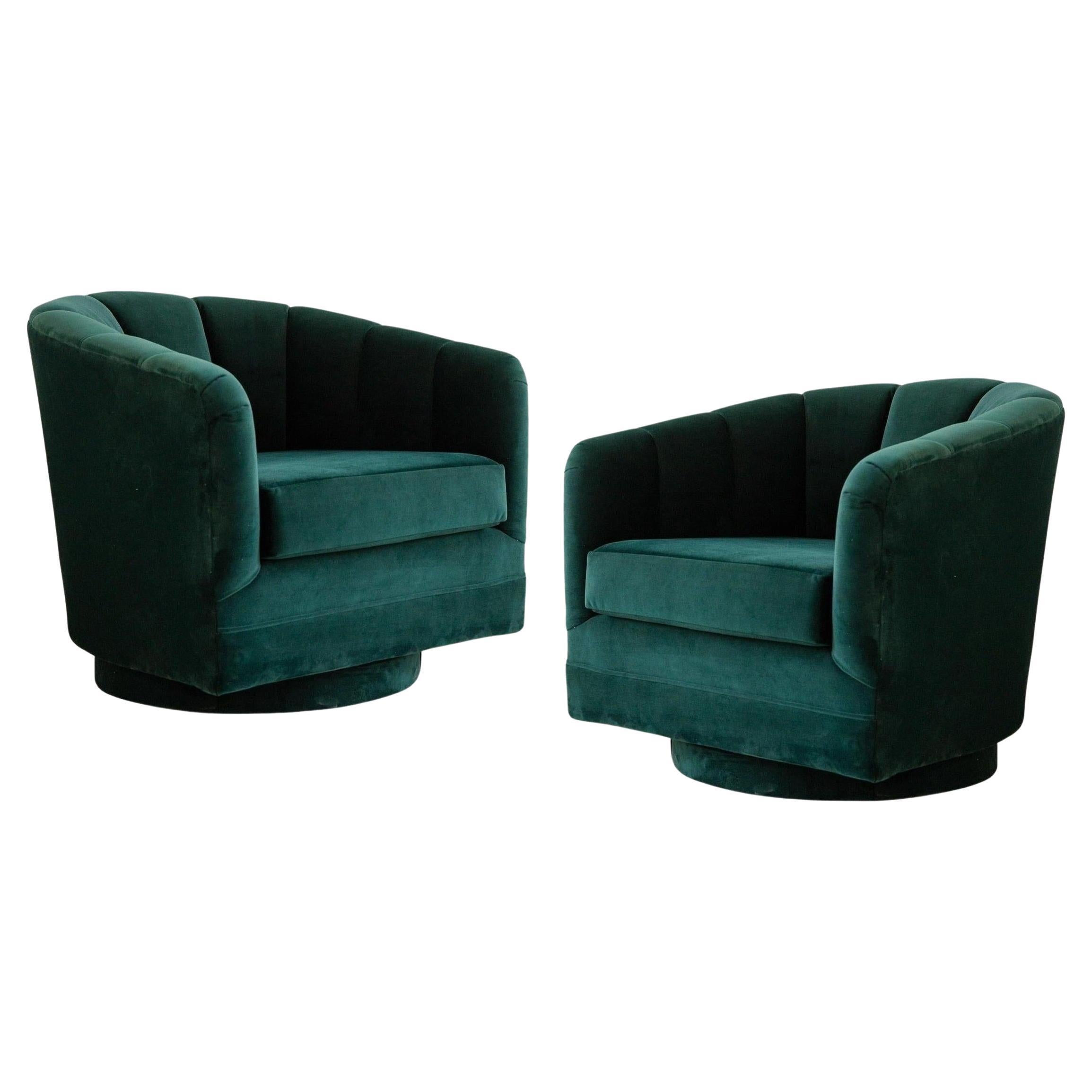 Modernist Channel-back Club Chairs by Milo Baughman for Thayer Coggin For Sale