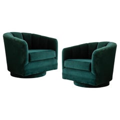 Modernist Channel-back Club Chairs by Milo Baughman for Thayer Coggin