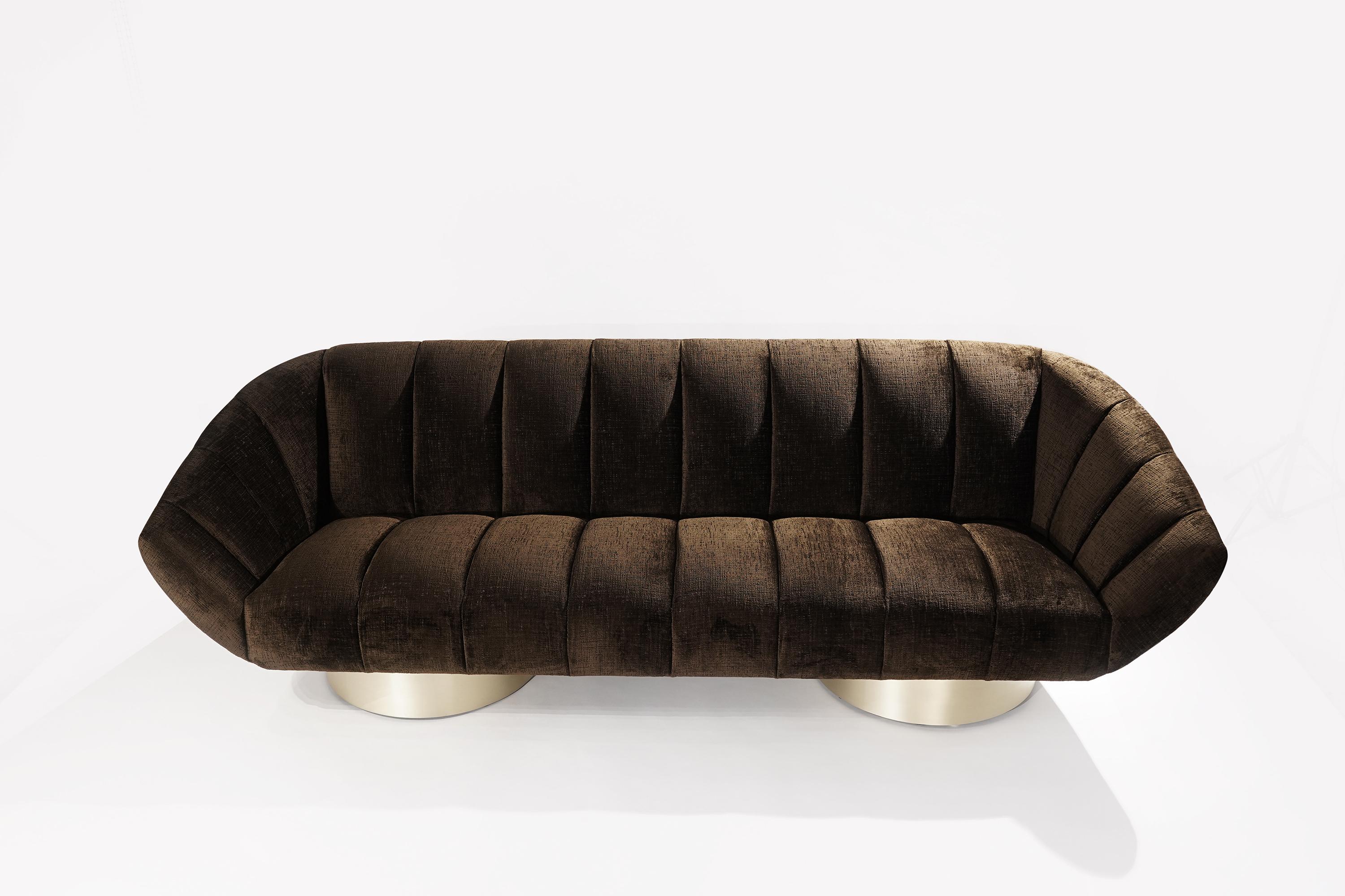 Mid-Century Modern Modernist Channeled Gondola Sofa, 1950s