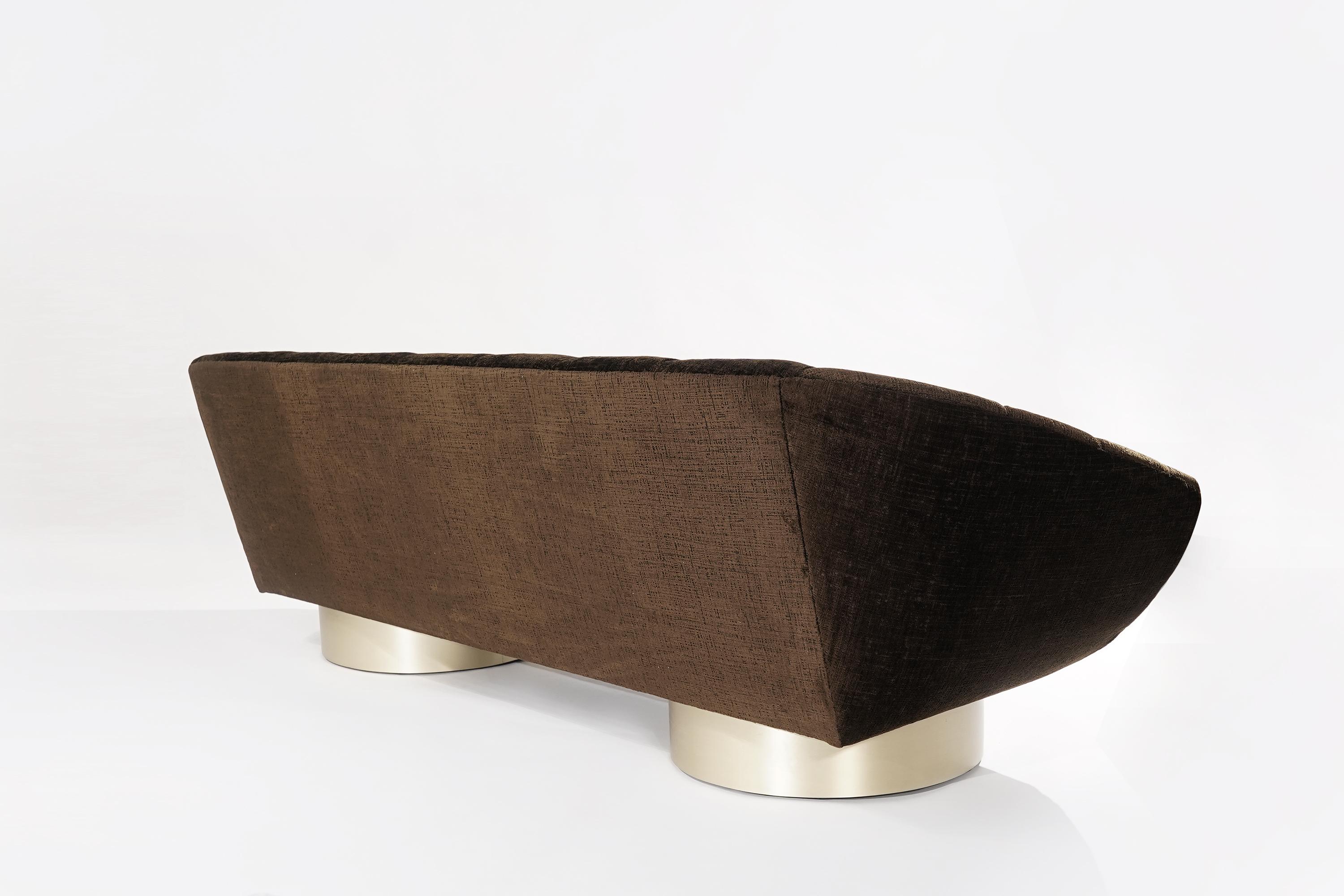 Brass Modernist Channeled Gondola Sofa, 1950s