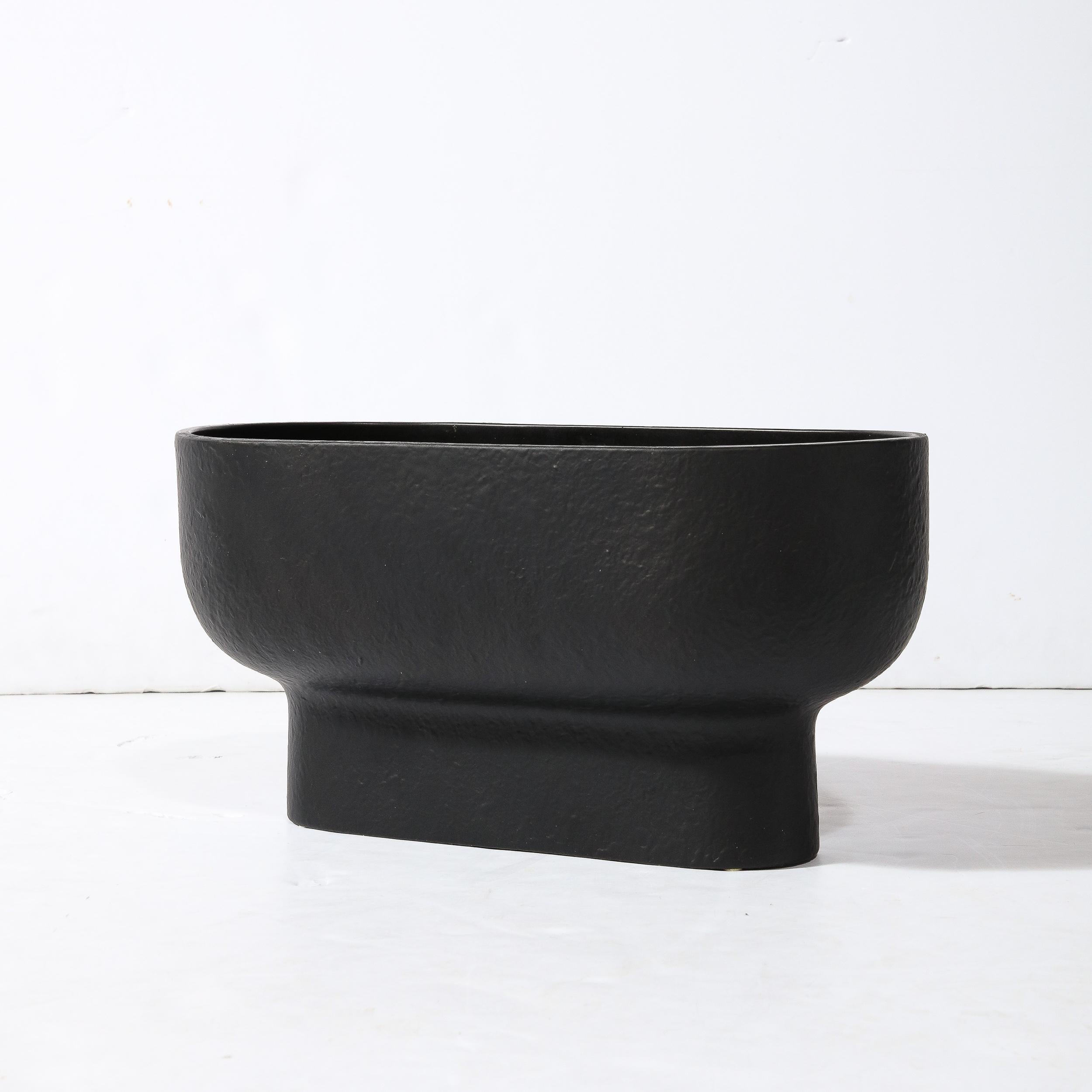 Modernist Charcoal Hue Ceramic Orchid Vase/Occasional Bowl In Excellent Condition For Sale In New York, NY