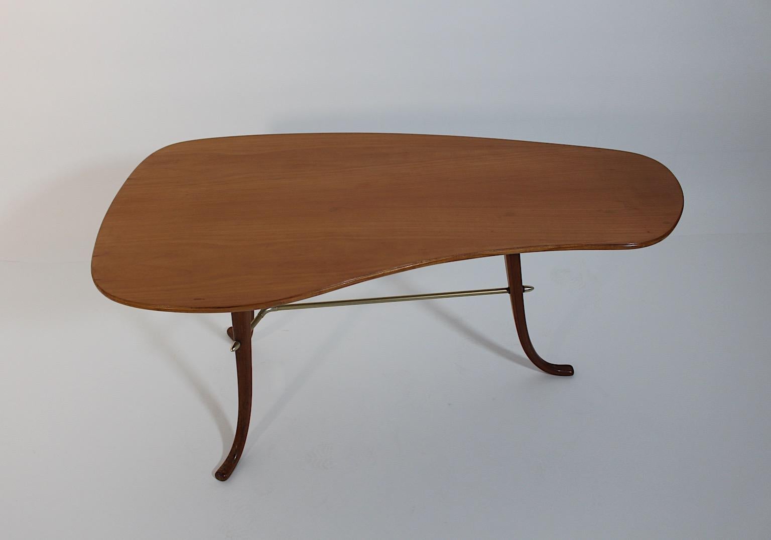 20th Century Modernist Cherry Brass Side Table Coffee Table Josef Frank, 1950s, Sweden For Sale