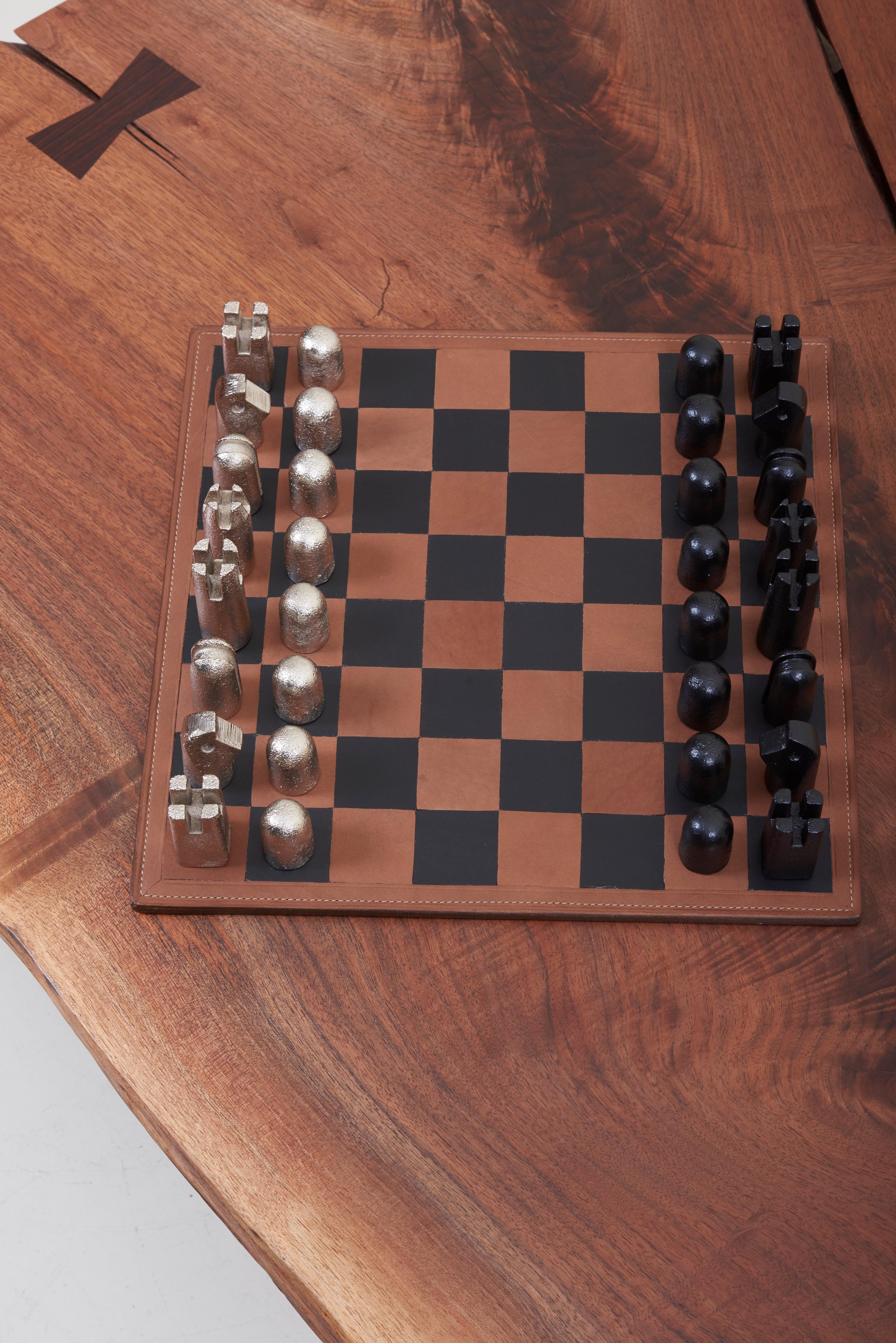 Leather Modernist Chess Set #5606 by Carl Auböck