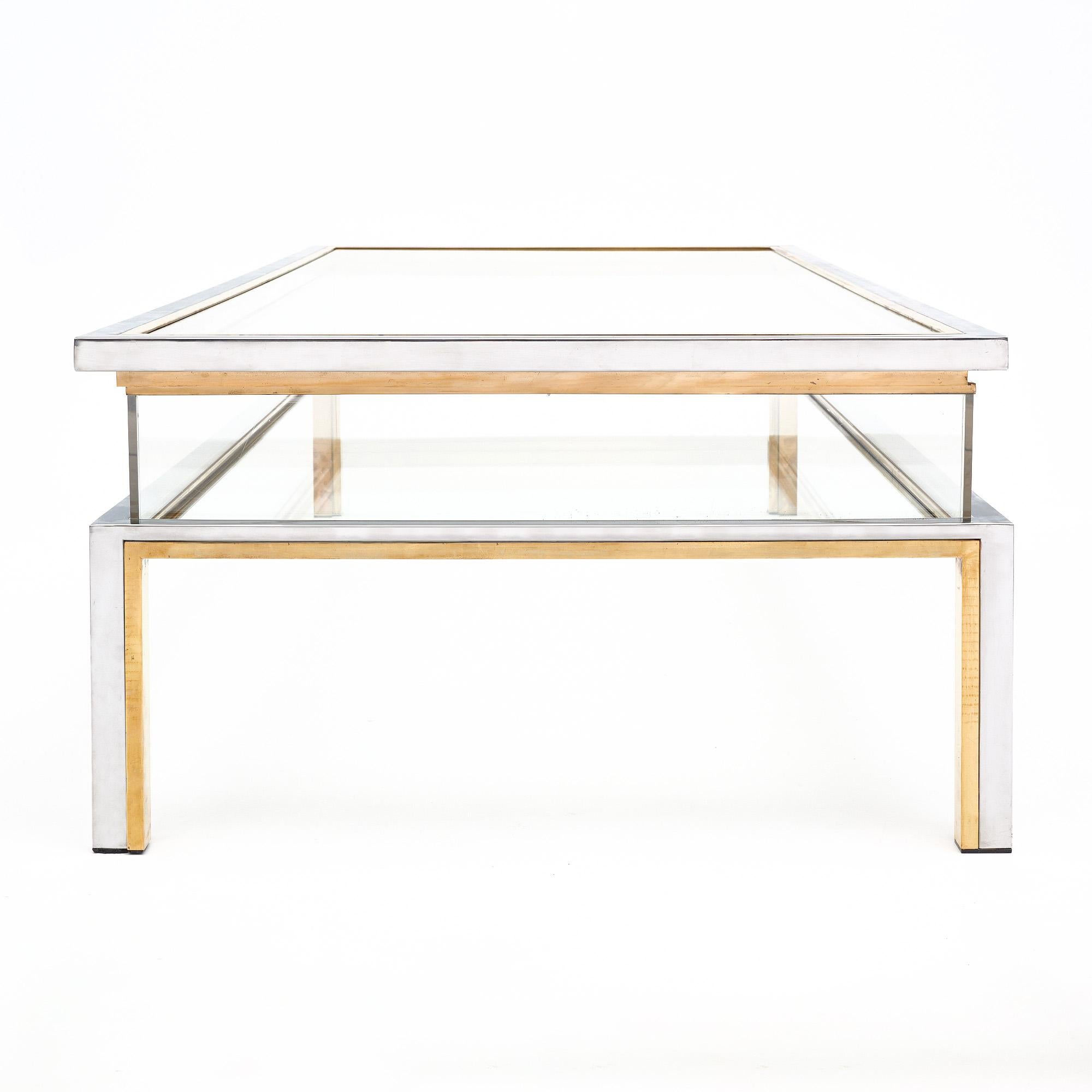 Table basse moderniste en chrome et laiton par Maison Charles en vente 2