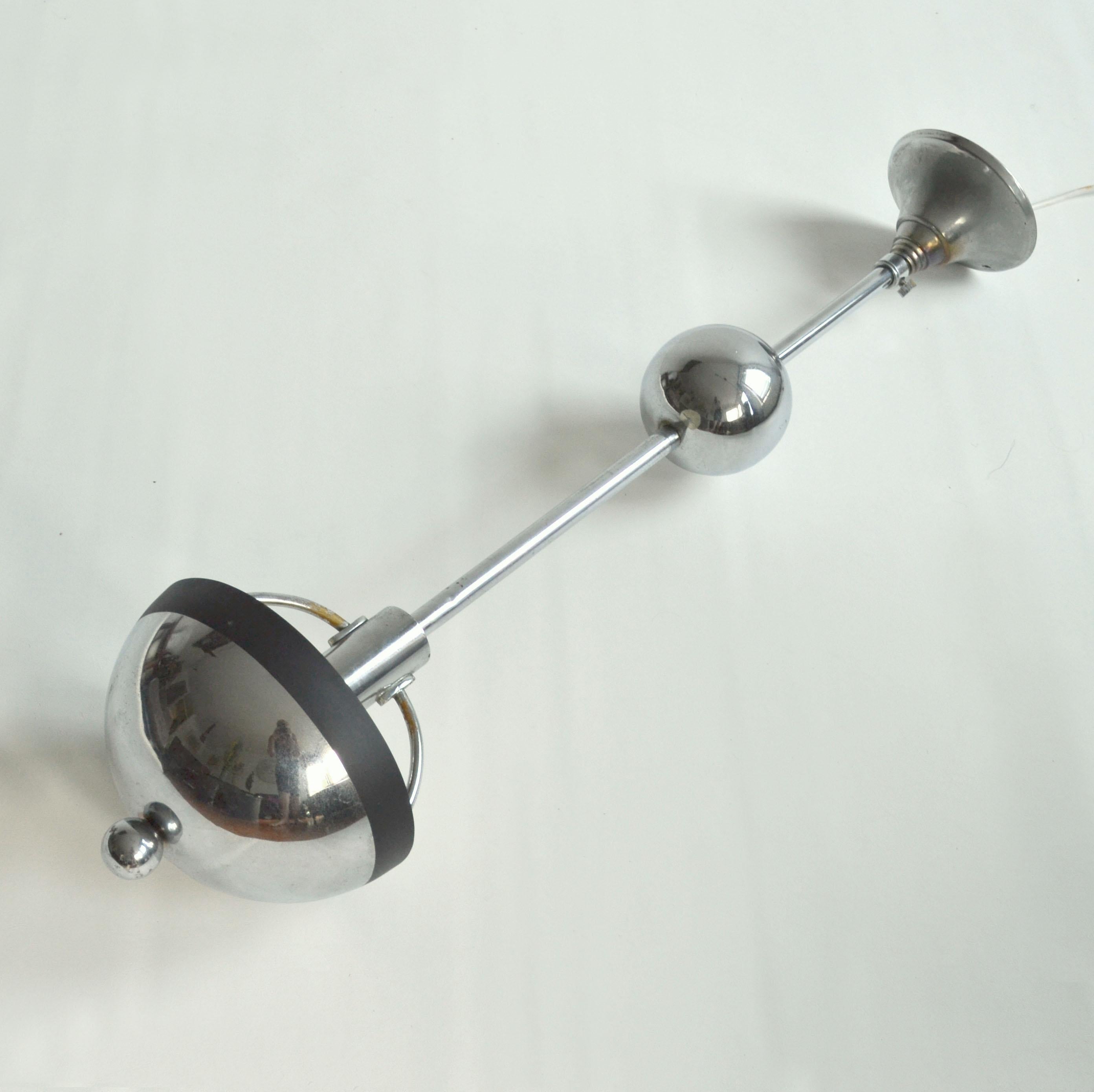 Modernist Chrome and Glass Pendant in the Style of Gispen 1930s For Sale 2