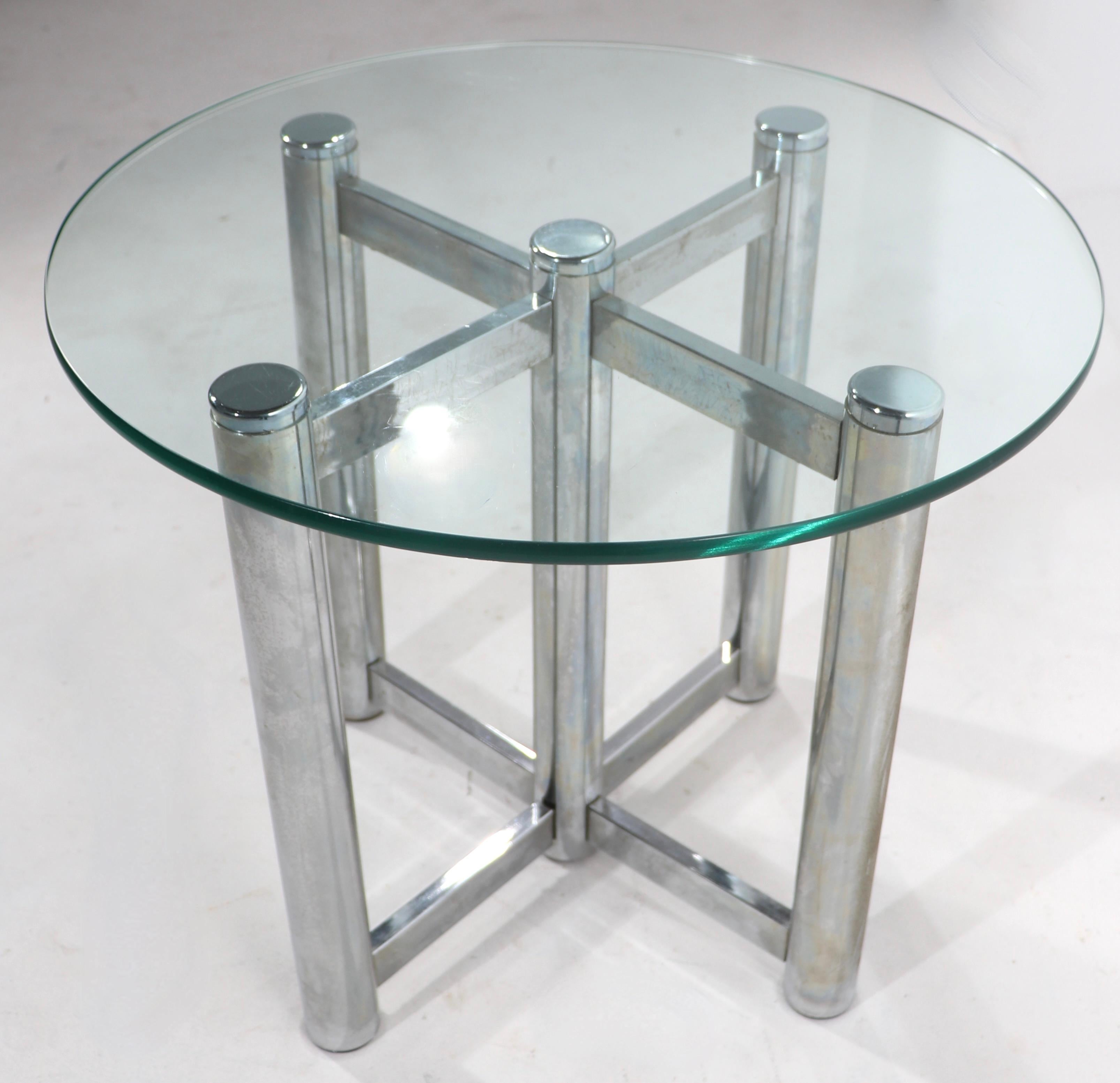 Modernist Chrome and Glass Side, End Table after Baughman For Sale 4