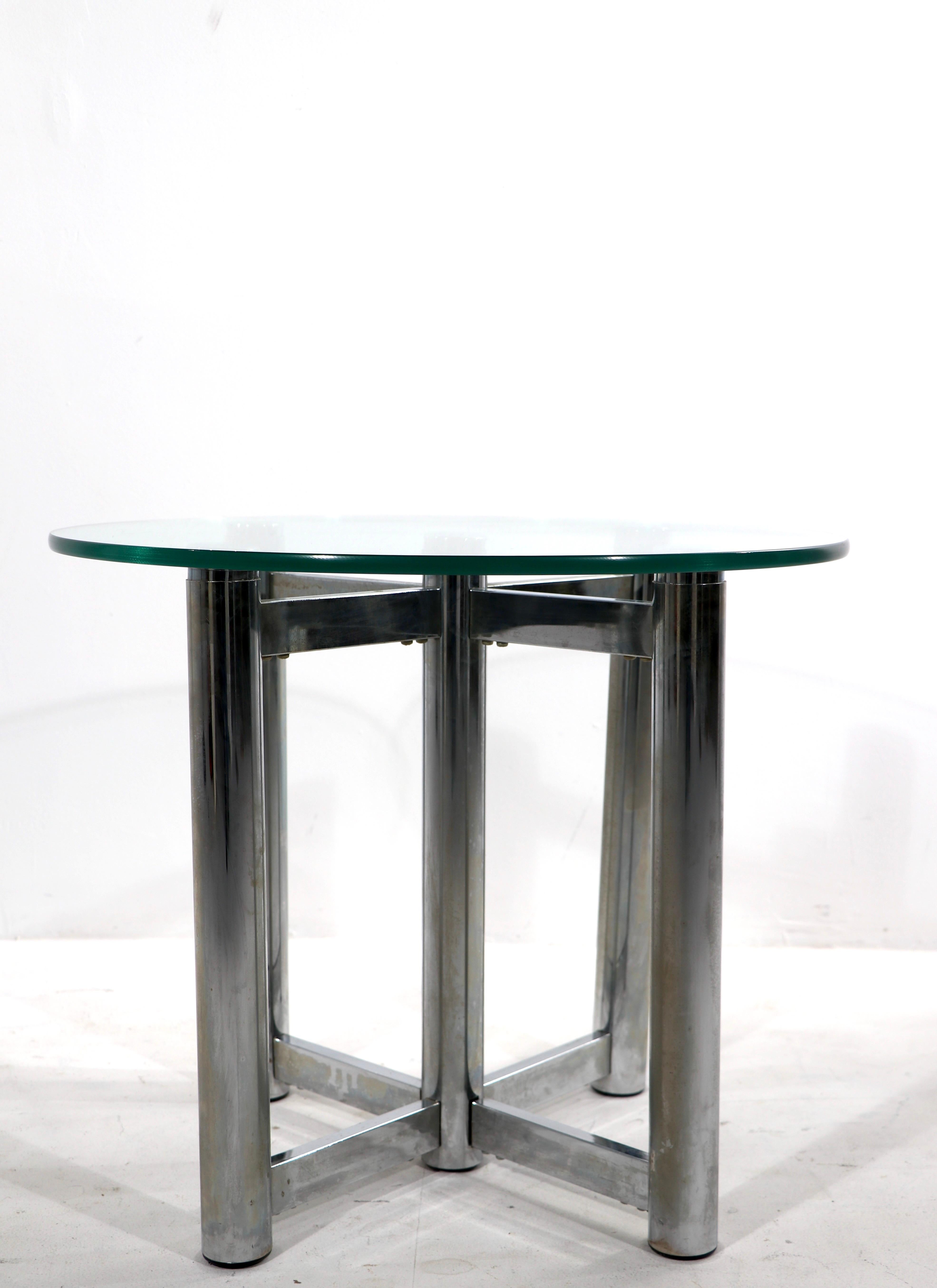 American Modernist Chrome and Glass Side, End Table after Baughman For Sale