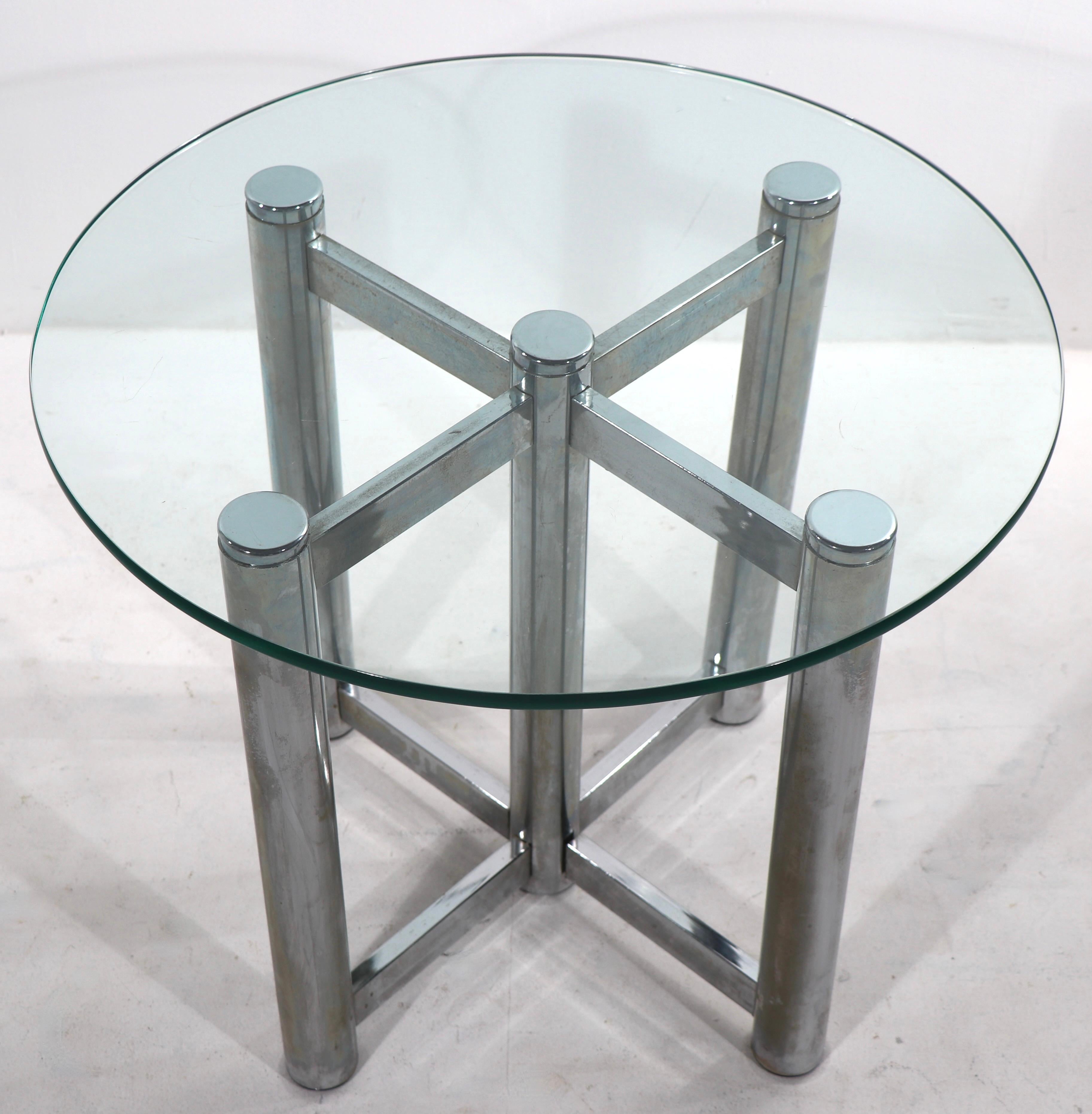 20th Century Modernist Chrome and Glass Side, End Table after Baughman For Sale