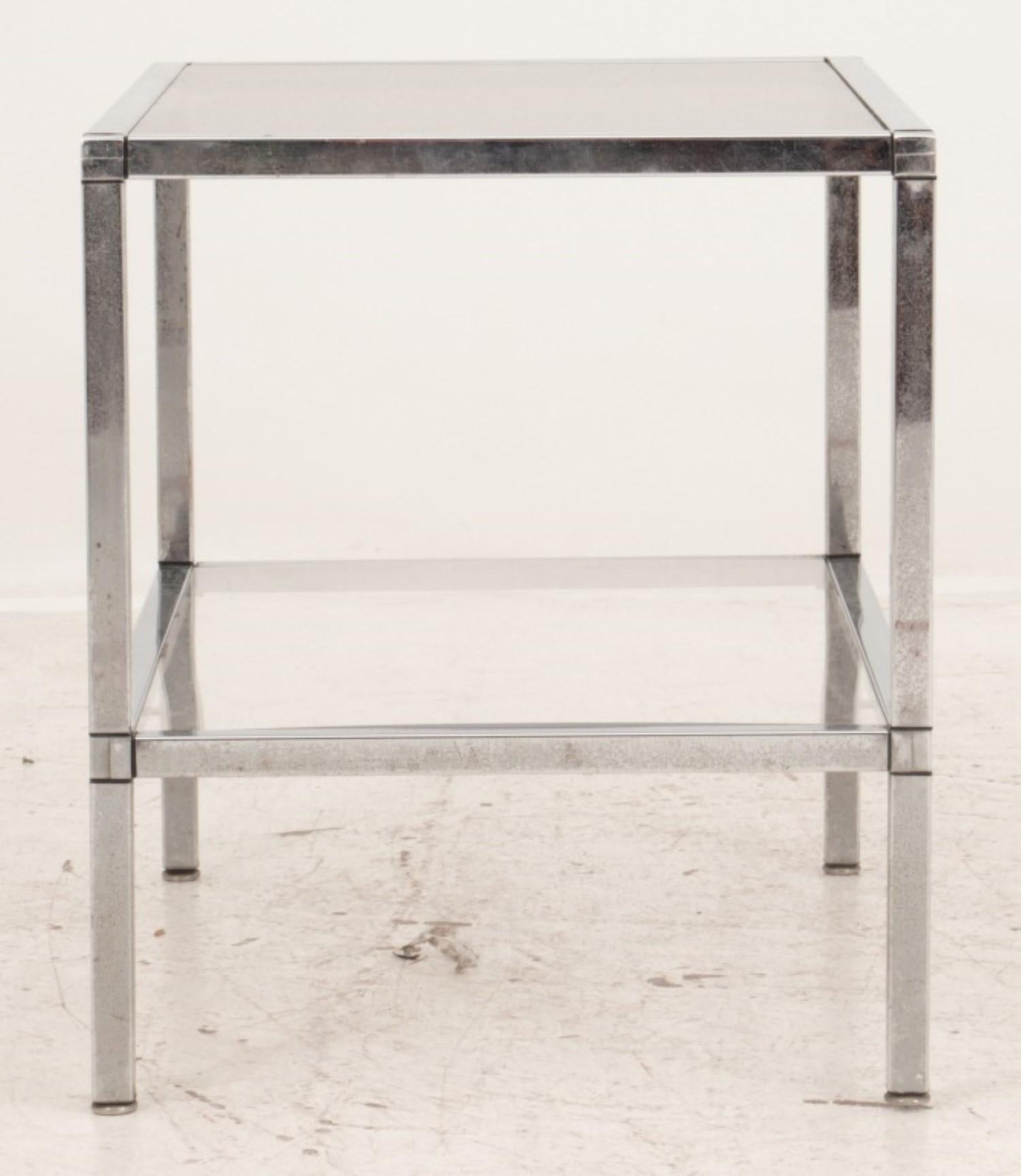 20th Century Modernist Chrome and Glass Tiered Table For Sale