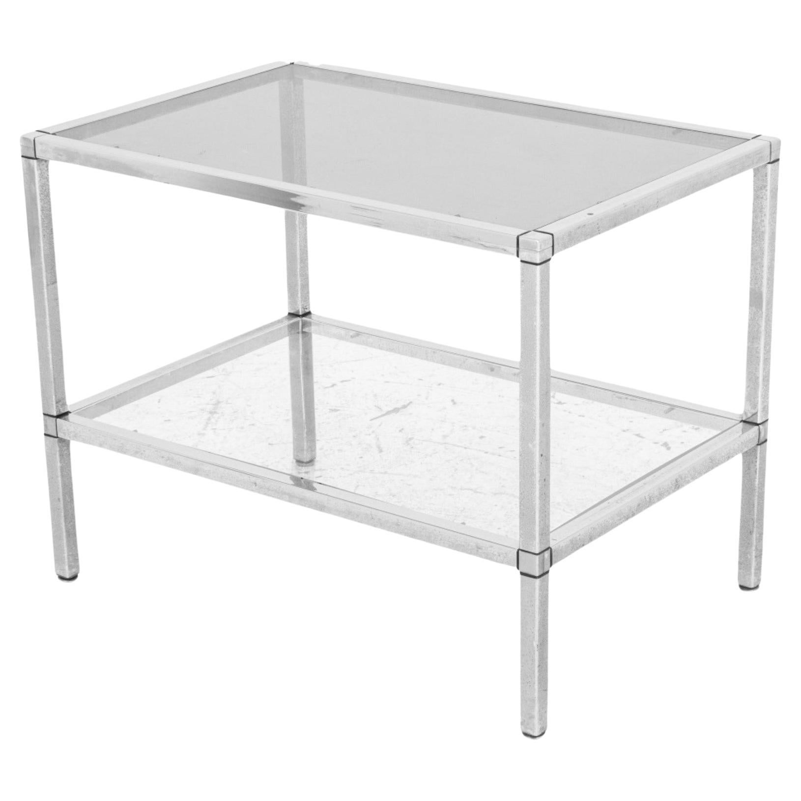 Modernist Chrome and Glass Tiered Table For Sale