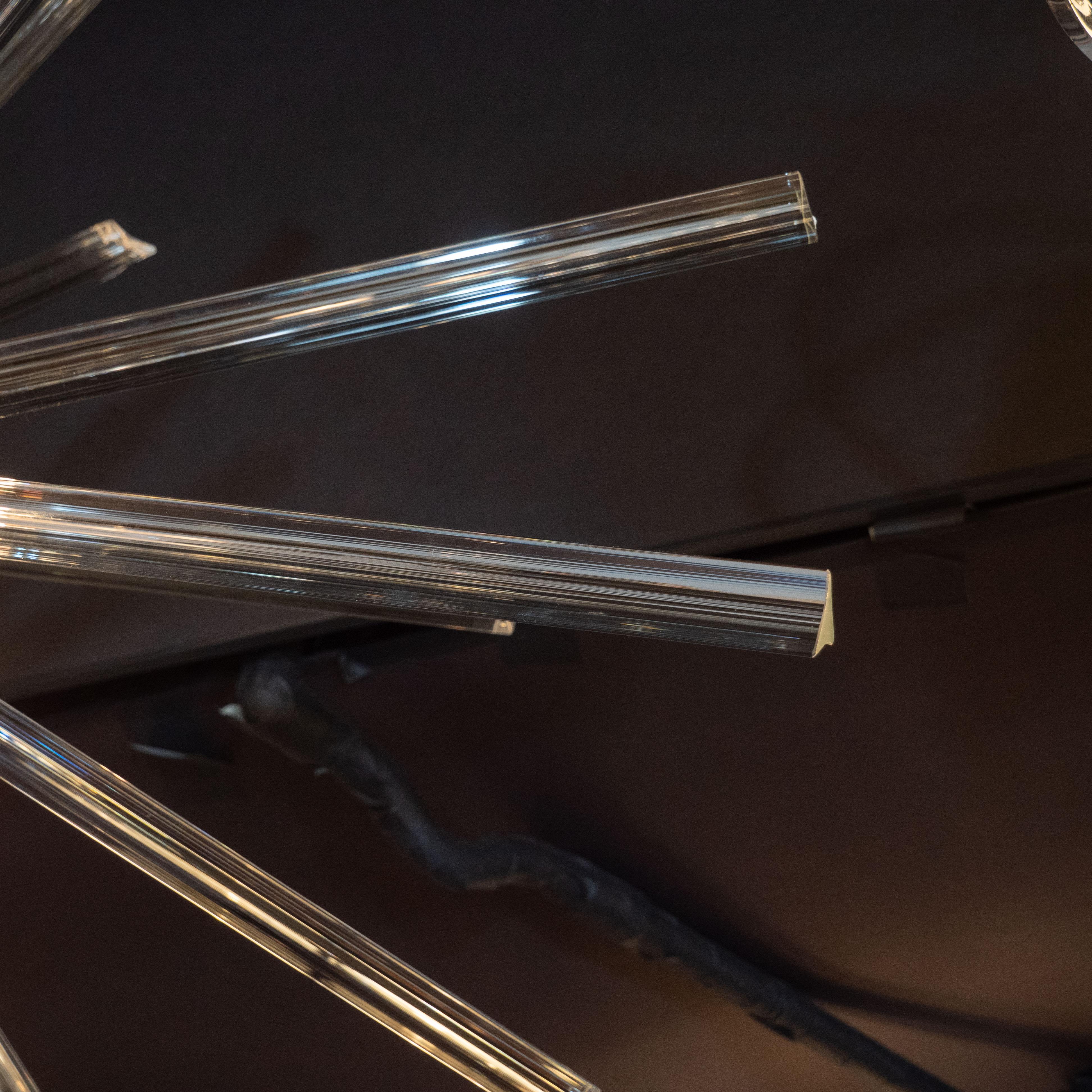 Modernist Chrome and Hand Blown Murano Glass Triedre Sputnik Chandelier For Sale 5