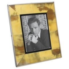 Modernist Chrome and Horn Inlaid Picture Frame, circa 1970