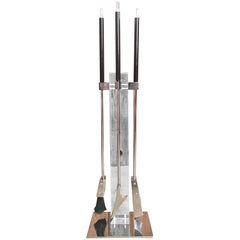 Modernist Chrome and Lucite Fireplace Tools Set