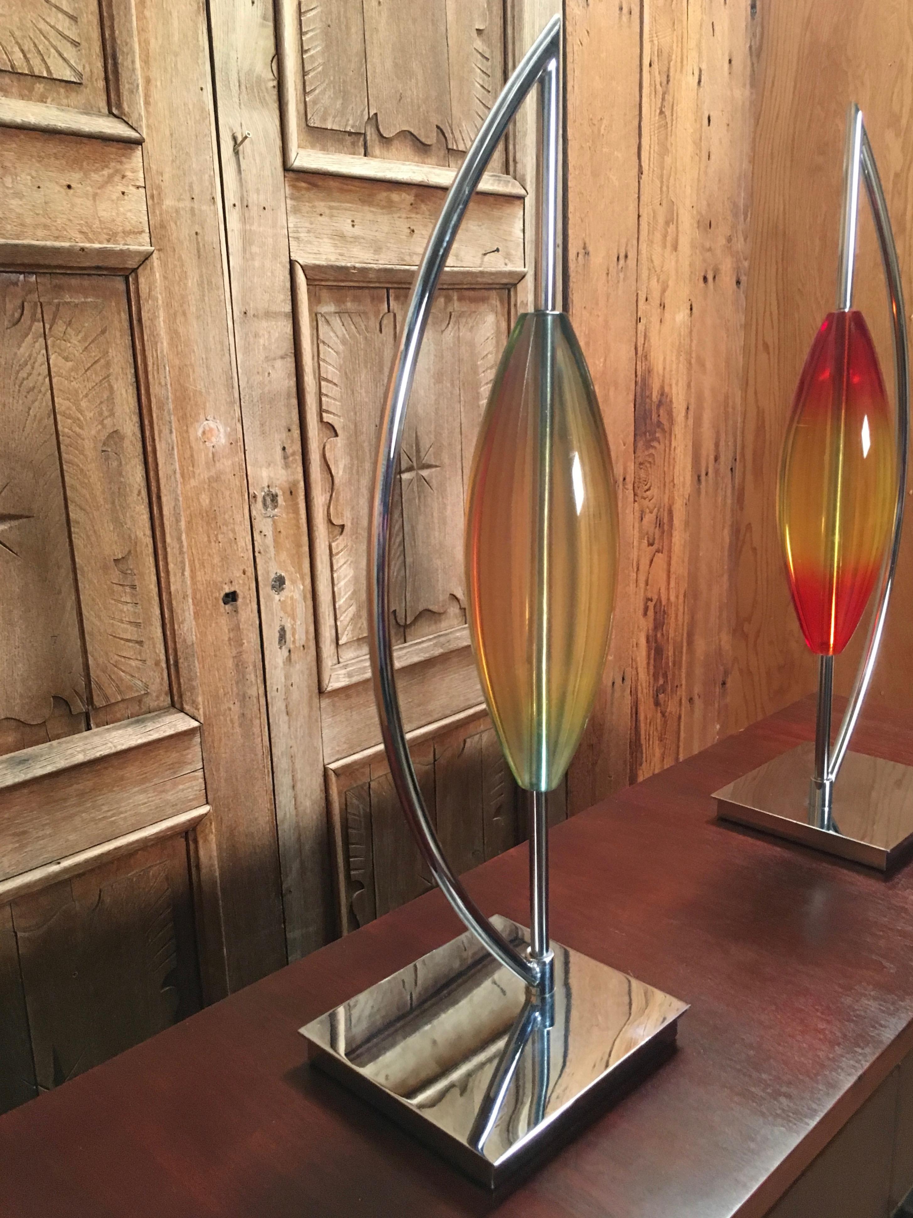 Modernist Chrome and Lucite Sculpture For Sale 9