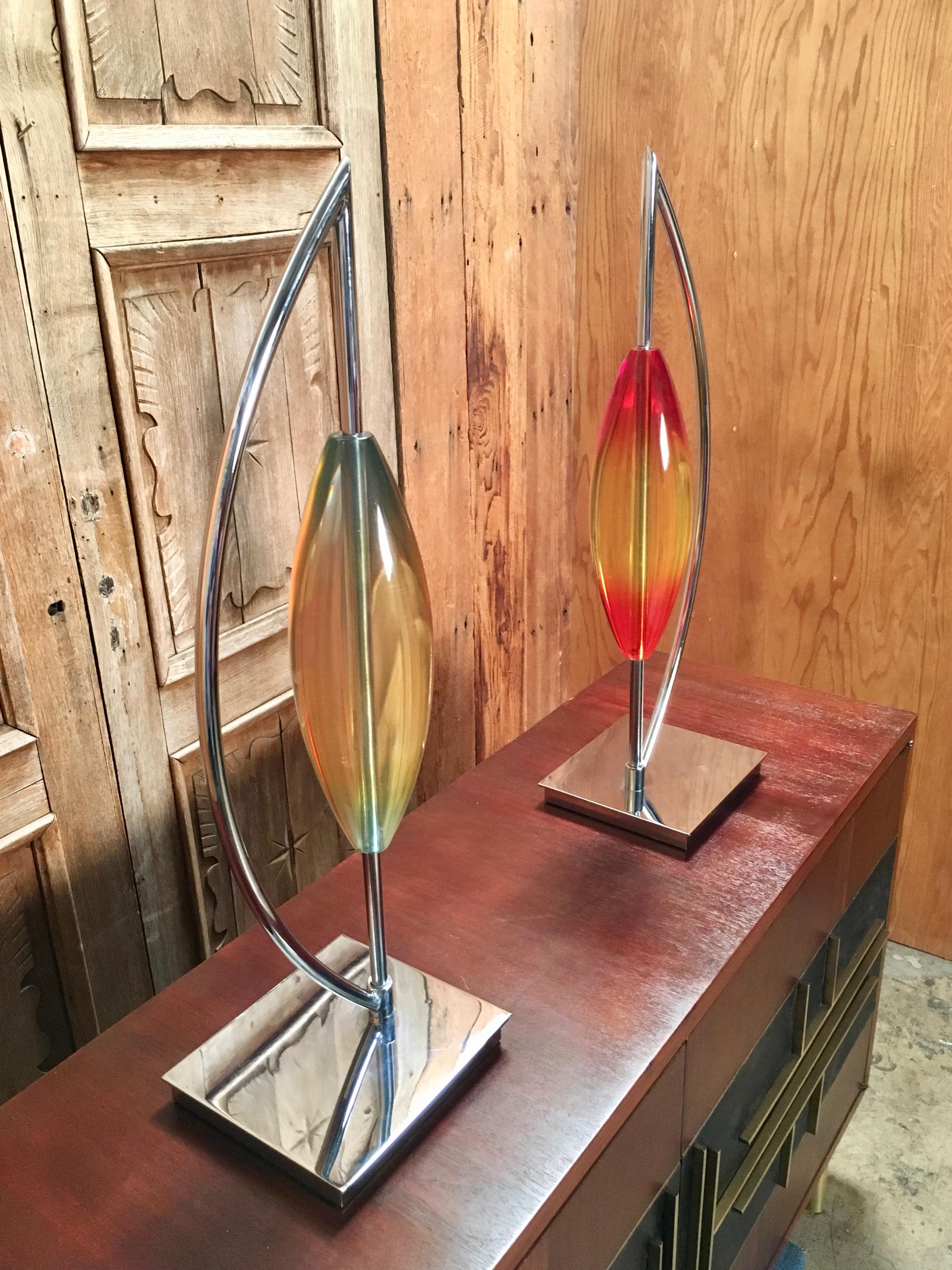 Modernist Chrome and Lucite Sculpture For Sale 11