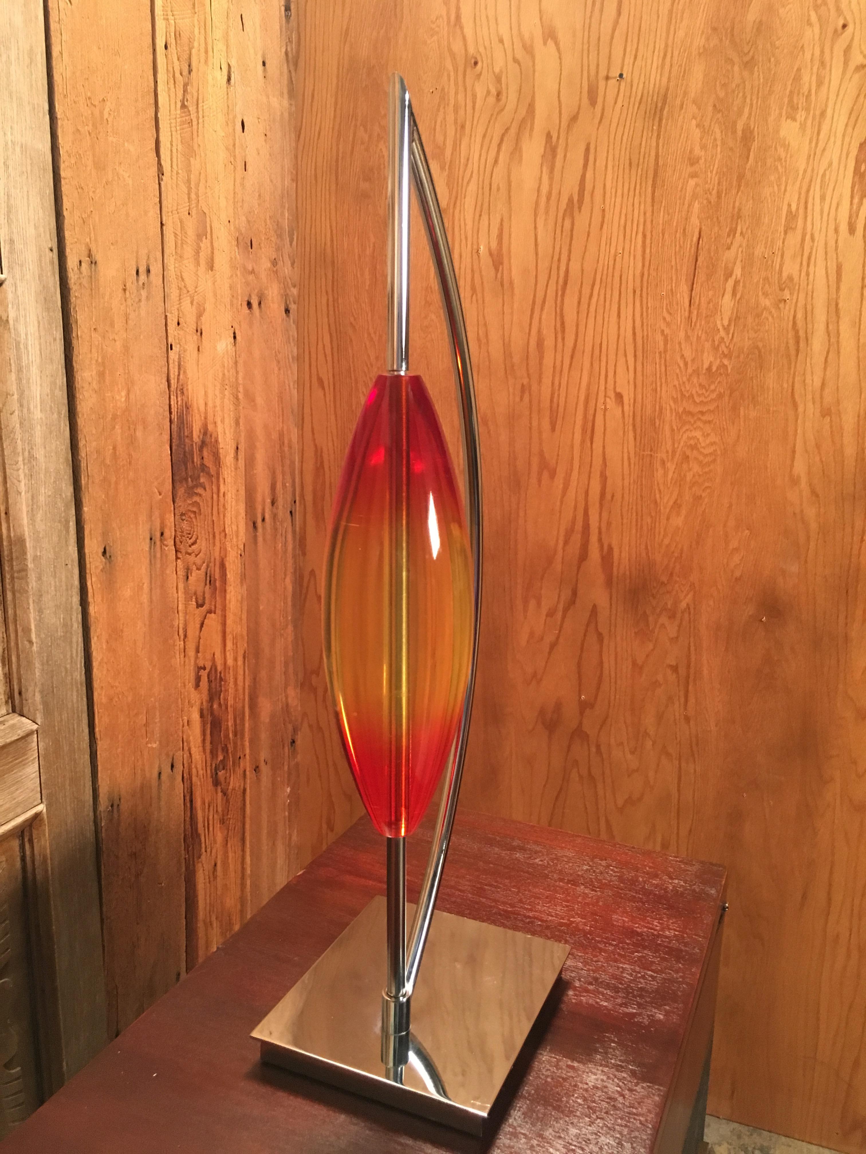 Modernist Chrome and Lucite Sculpture For Sale 12