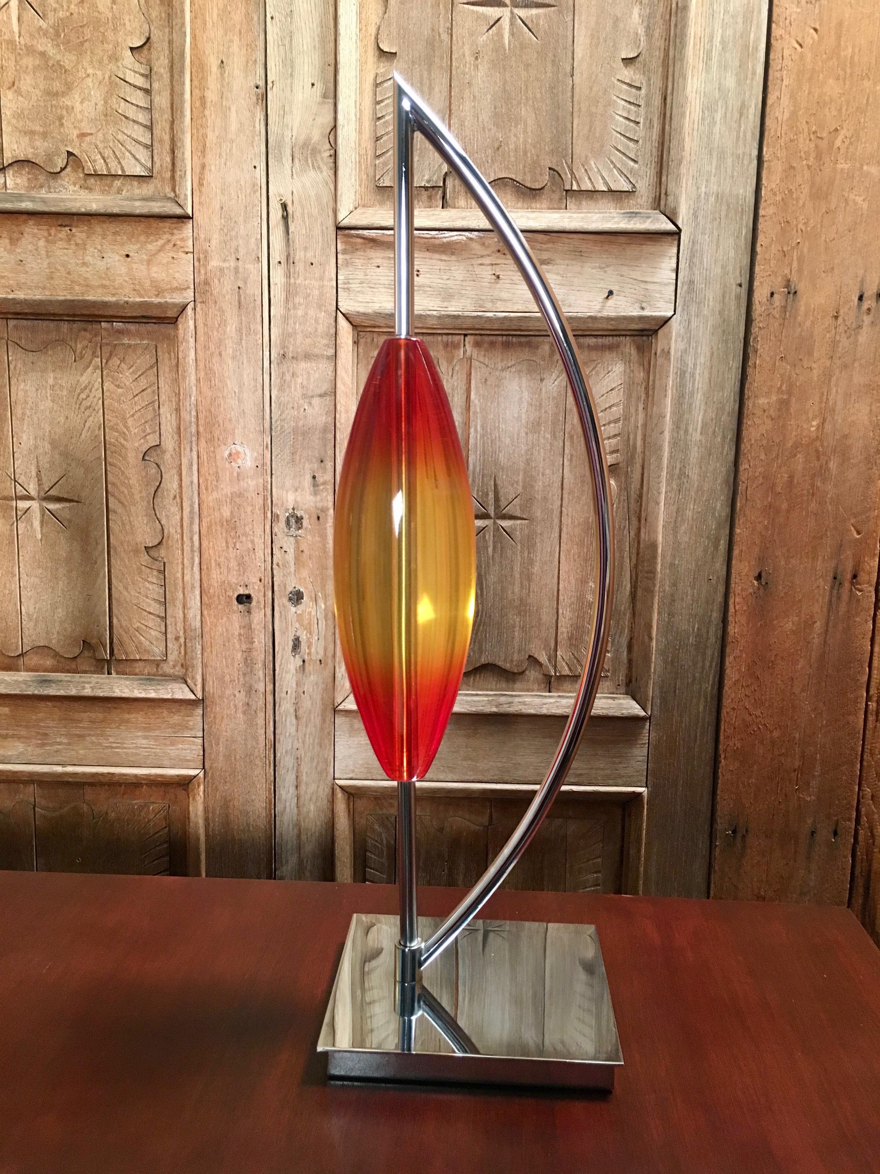 20th Century Modernist Chrome and Lucite Sculpture For Sale