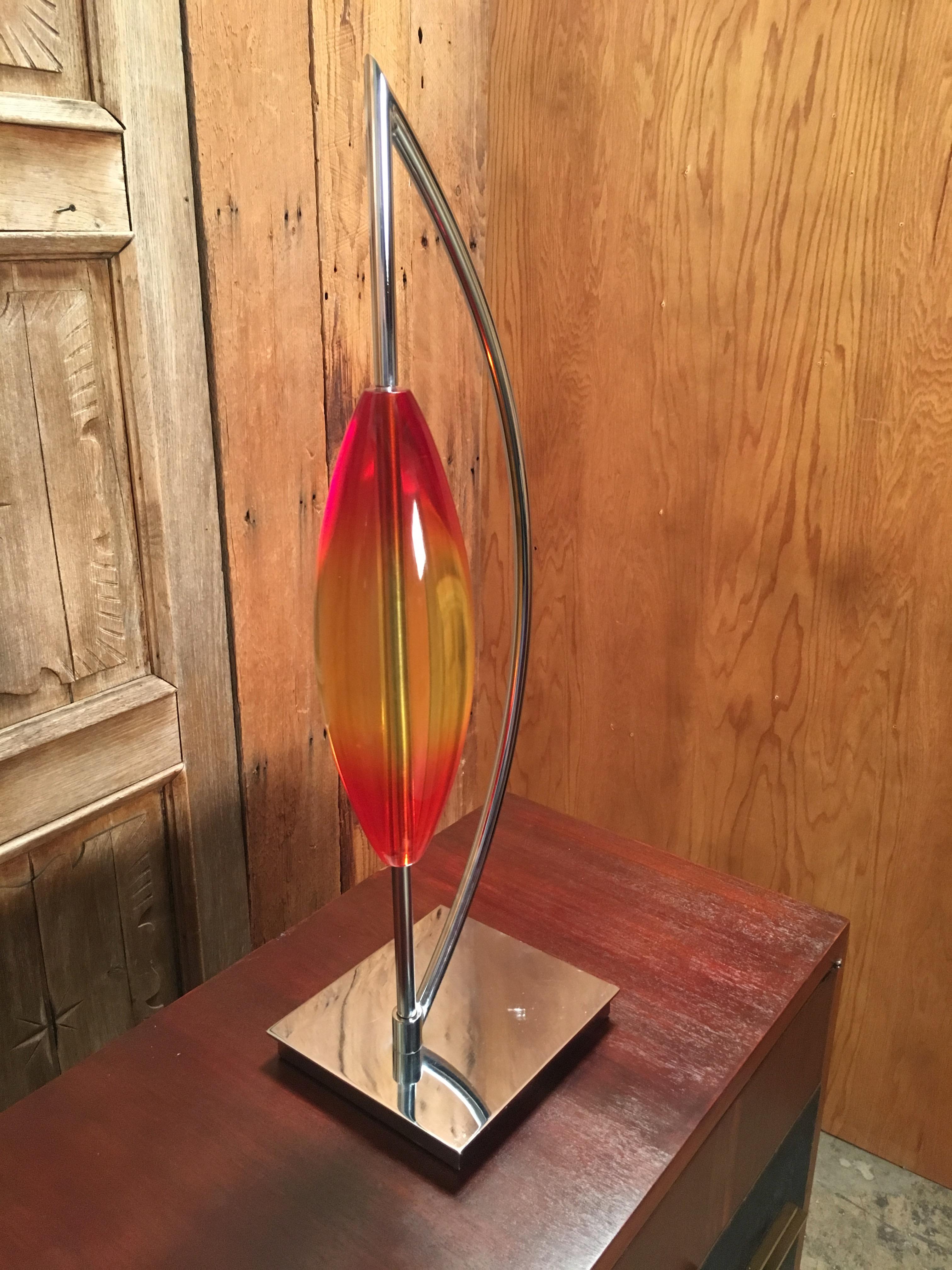 Modernist Chrome and Lucite Sculpture For Sale 3